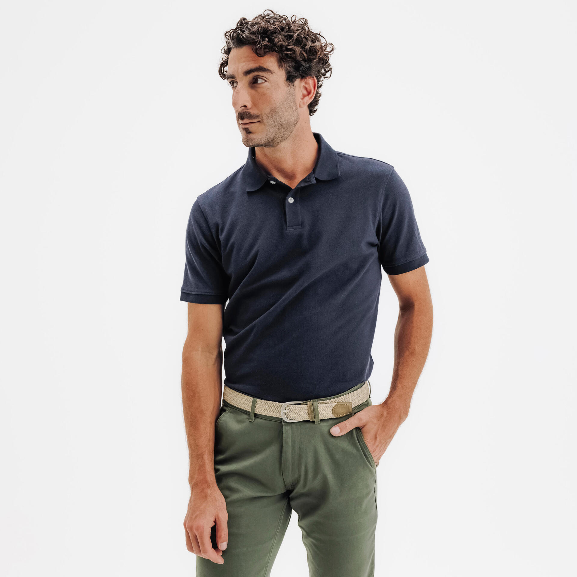 Polo de golf en coton polyester manches courtes homme, mw500 bleu marine - Mobilité urbaine et outdoor - Sports de précision - INESIS-Decathlon PRO -