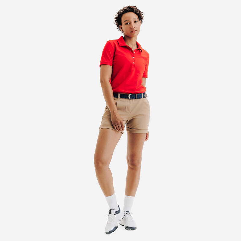 Tricou Polo bumbac și poliester MW500 Roșu cireșe Damă