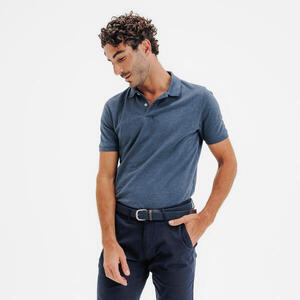 Polo de golf de algodón y poliéster manga corta Hombre - MW500 azul pizarra