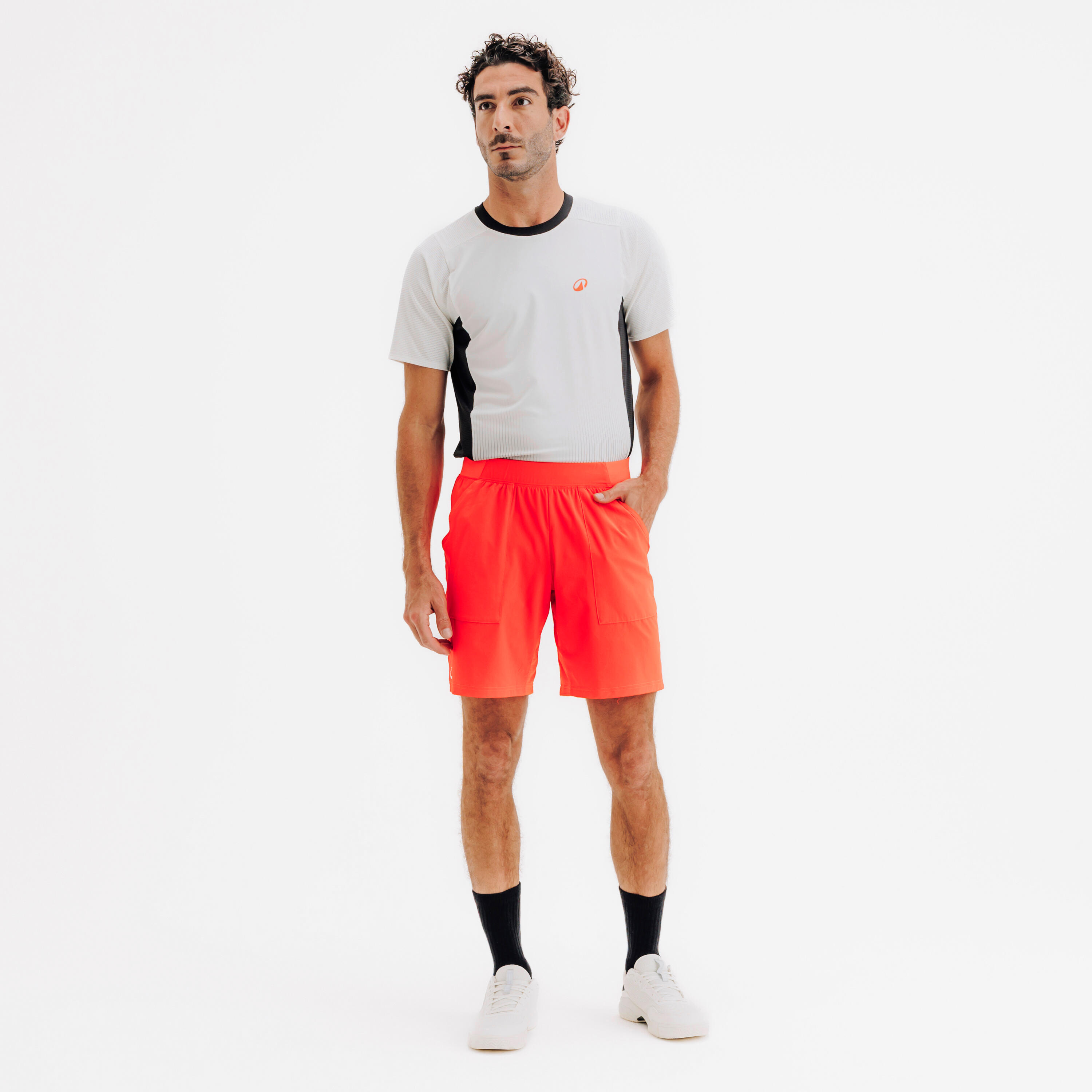 Padel-Shorts atmungsaktiv Männer Kuikma Dry orange 2/5