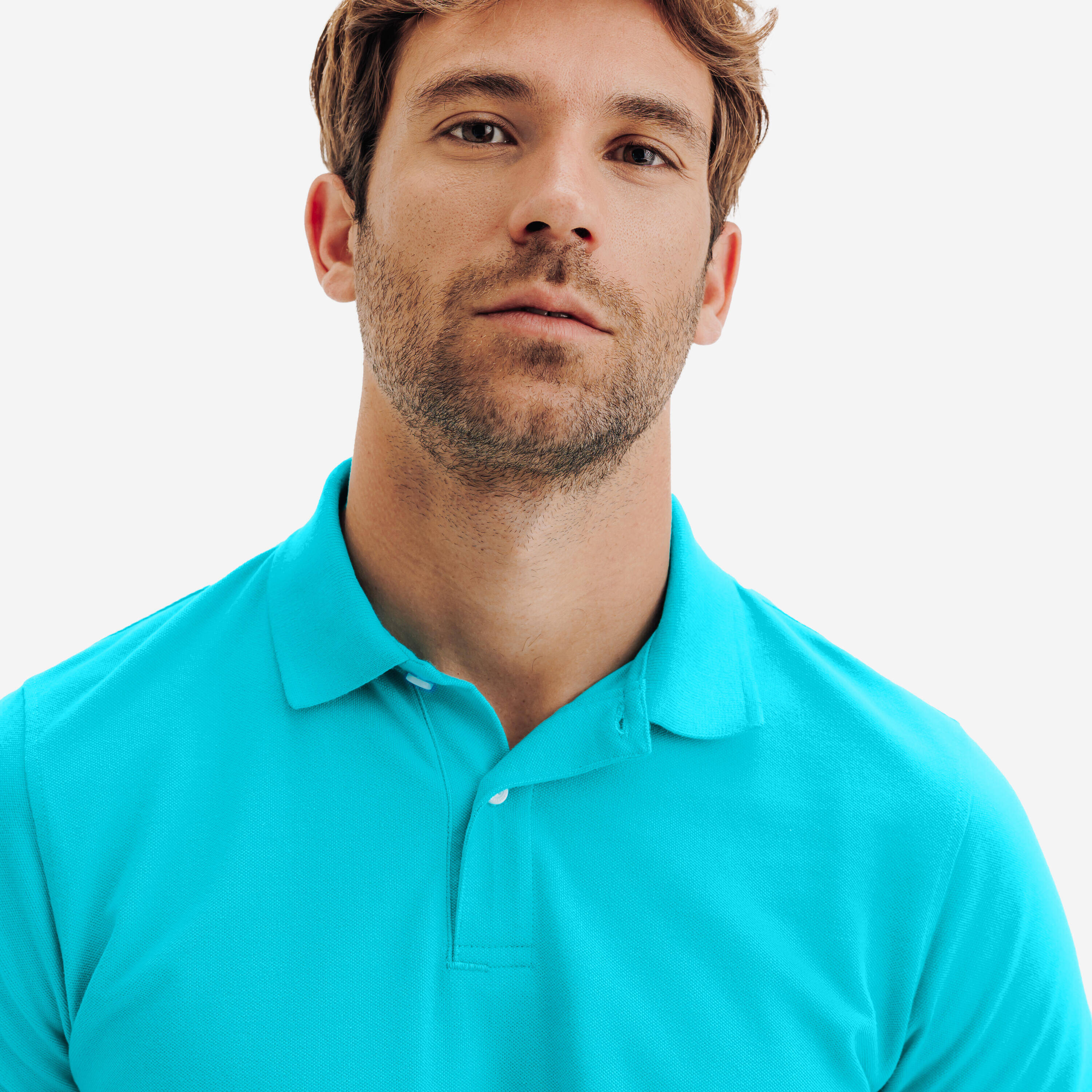 Men’s golf cotton and polyester short-sleeved polo shirt MW500 turquoise -  3