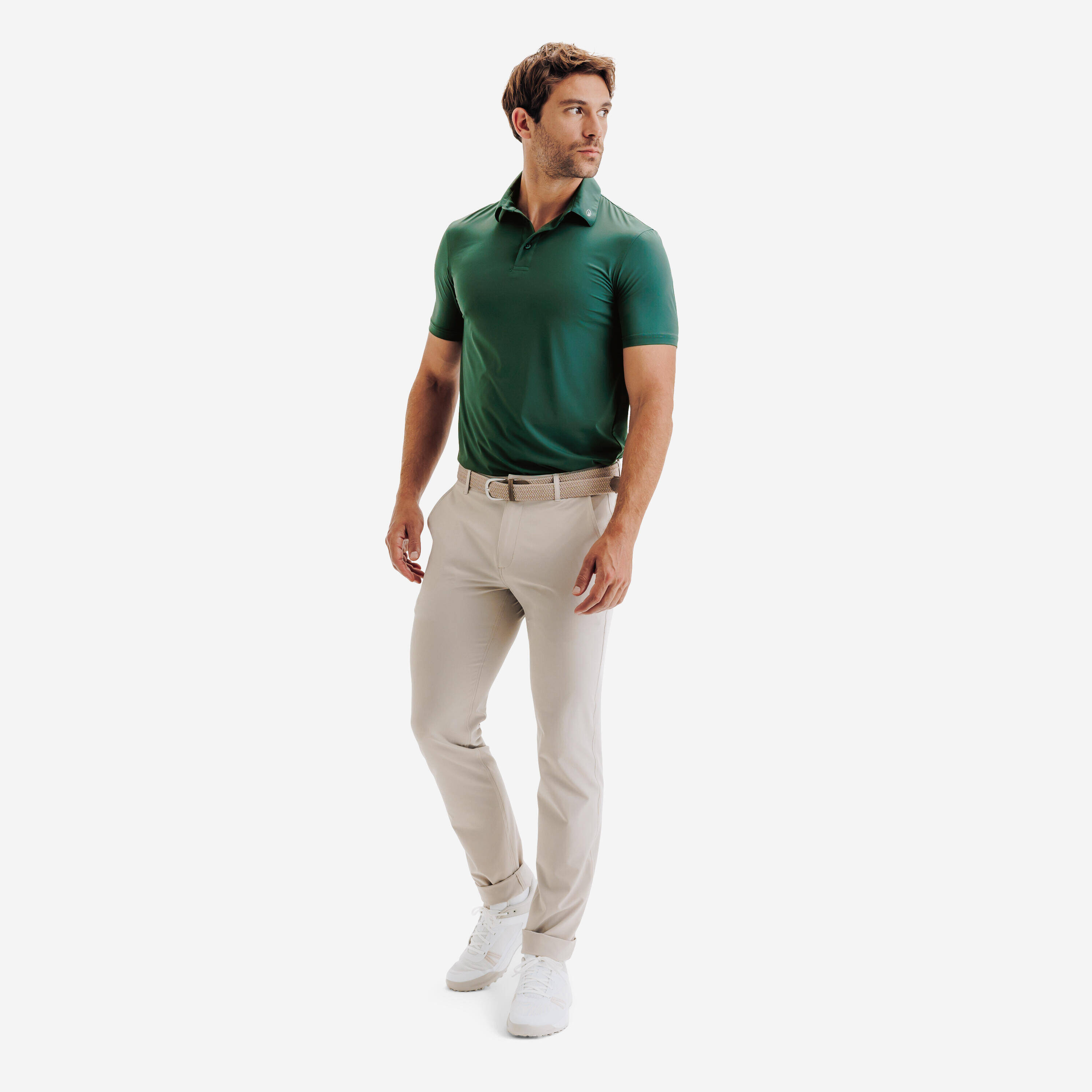 Men’s golf synthetic breathable short-sleeved polo shirt, WW900 larch green -  2