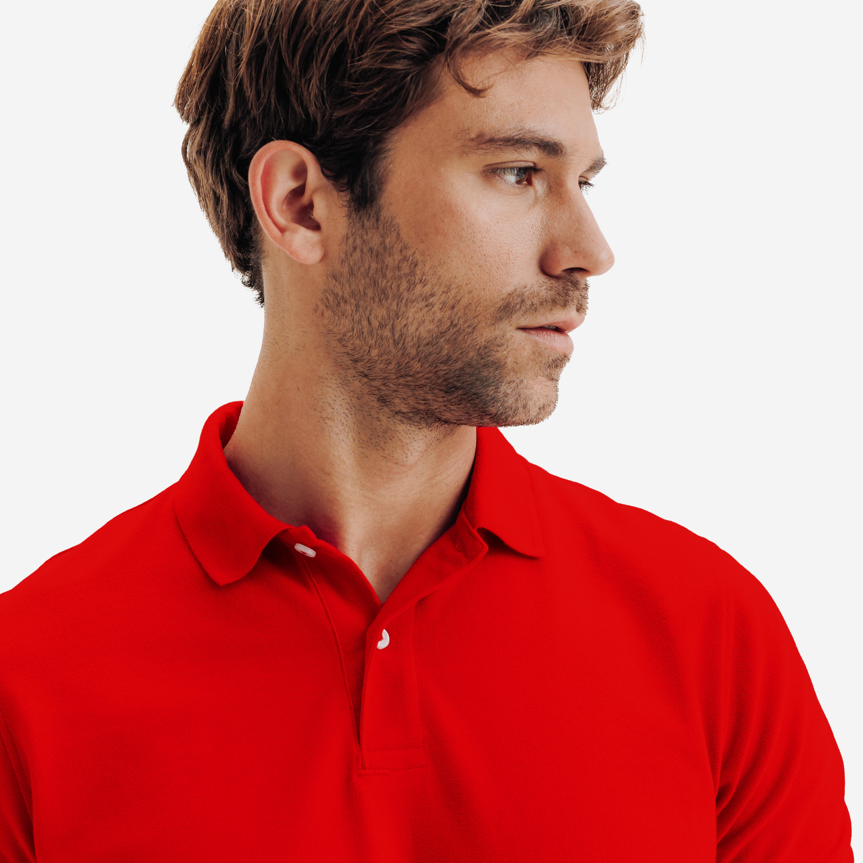 Polo de golf en coton polyester manches courtes homme, MW500 rouge 3/6