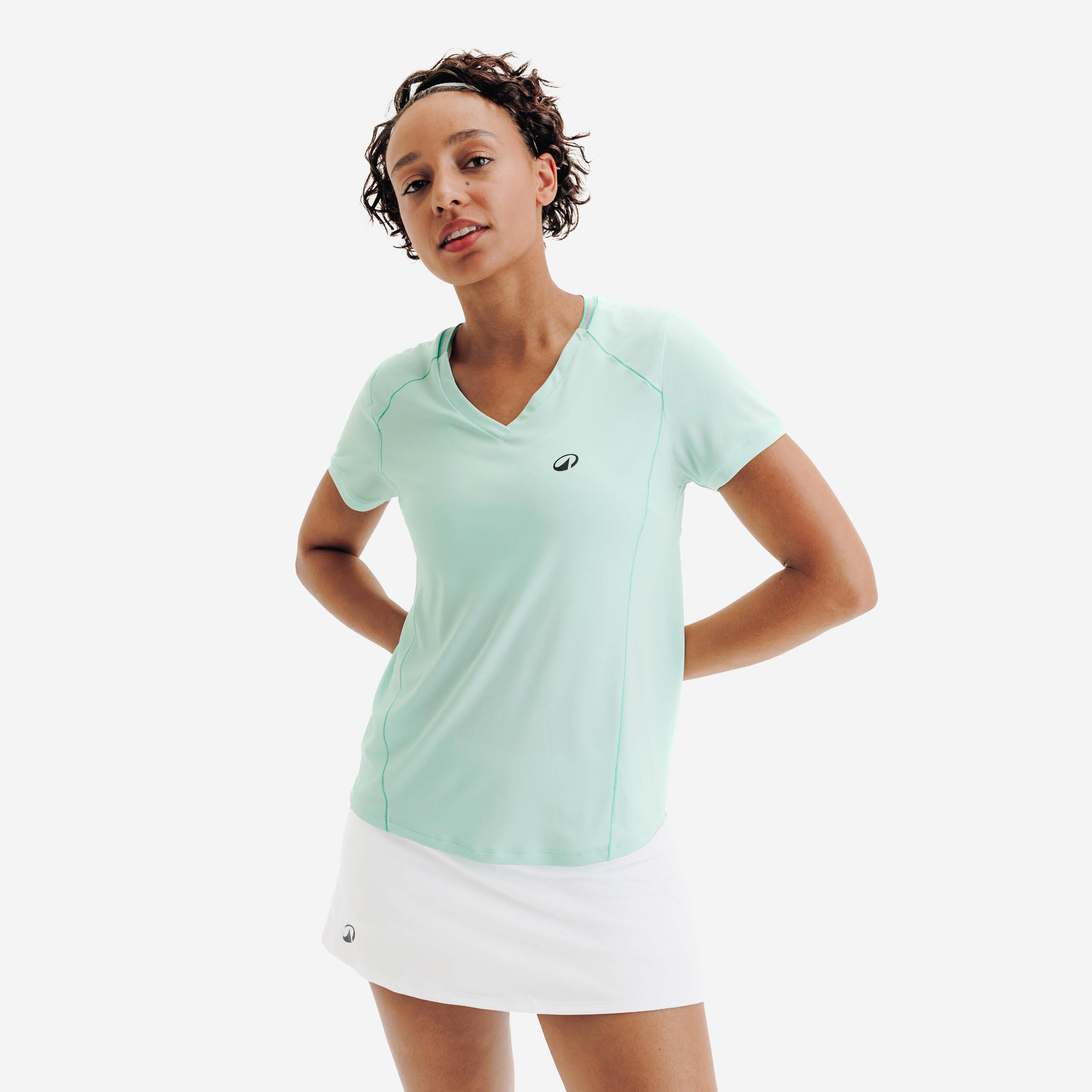 Women's Tennis Breathable V-Neck T-Shirt Dry - Green