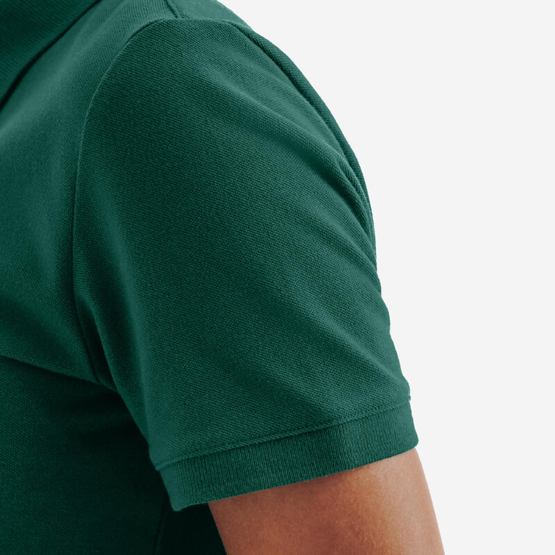 Tricou polo golf din bumbac și poliester MW500 Verde Damă