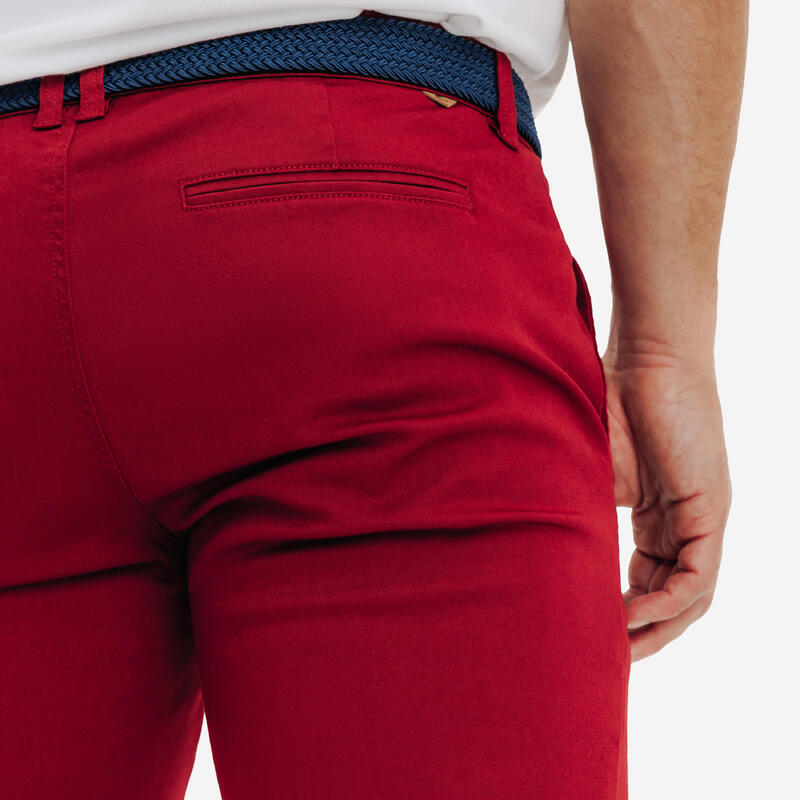 Pantalon scurt chino bumbac golf MW500 Bordo Bărbați