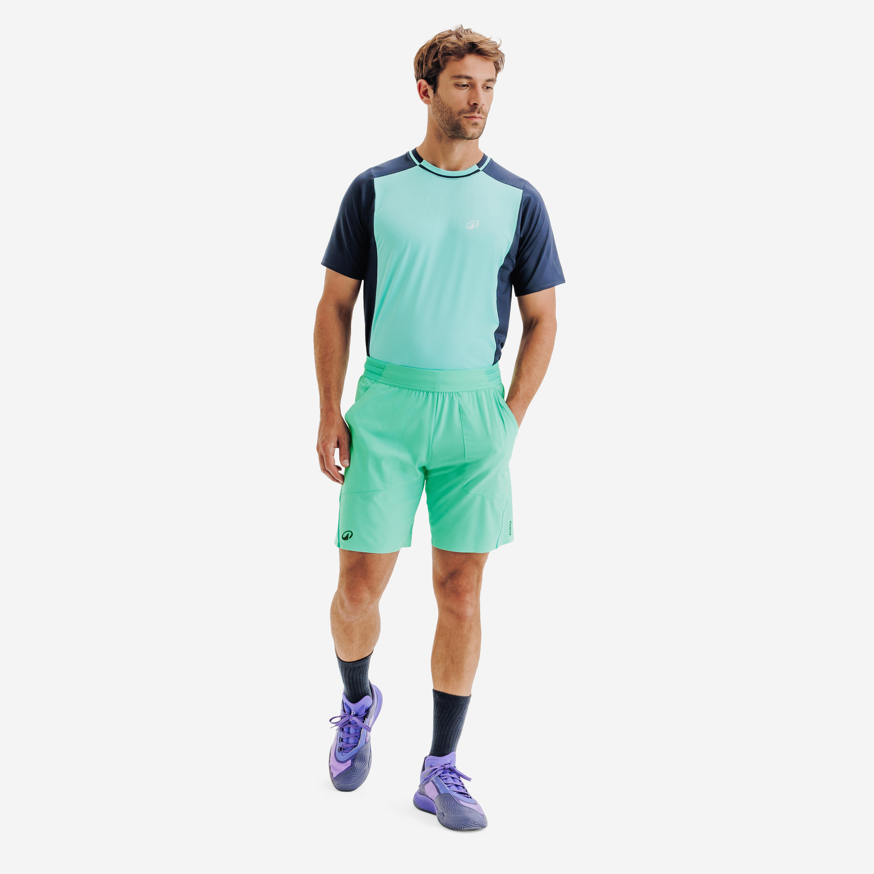 Short de tennis Gaël Monfils respirant homme, Dry+ vert 2/6