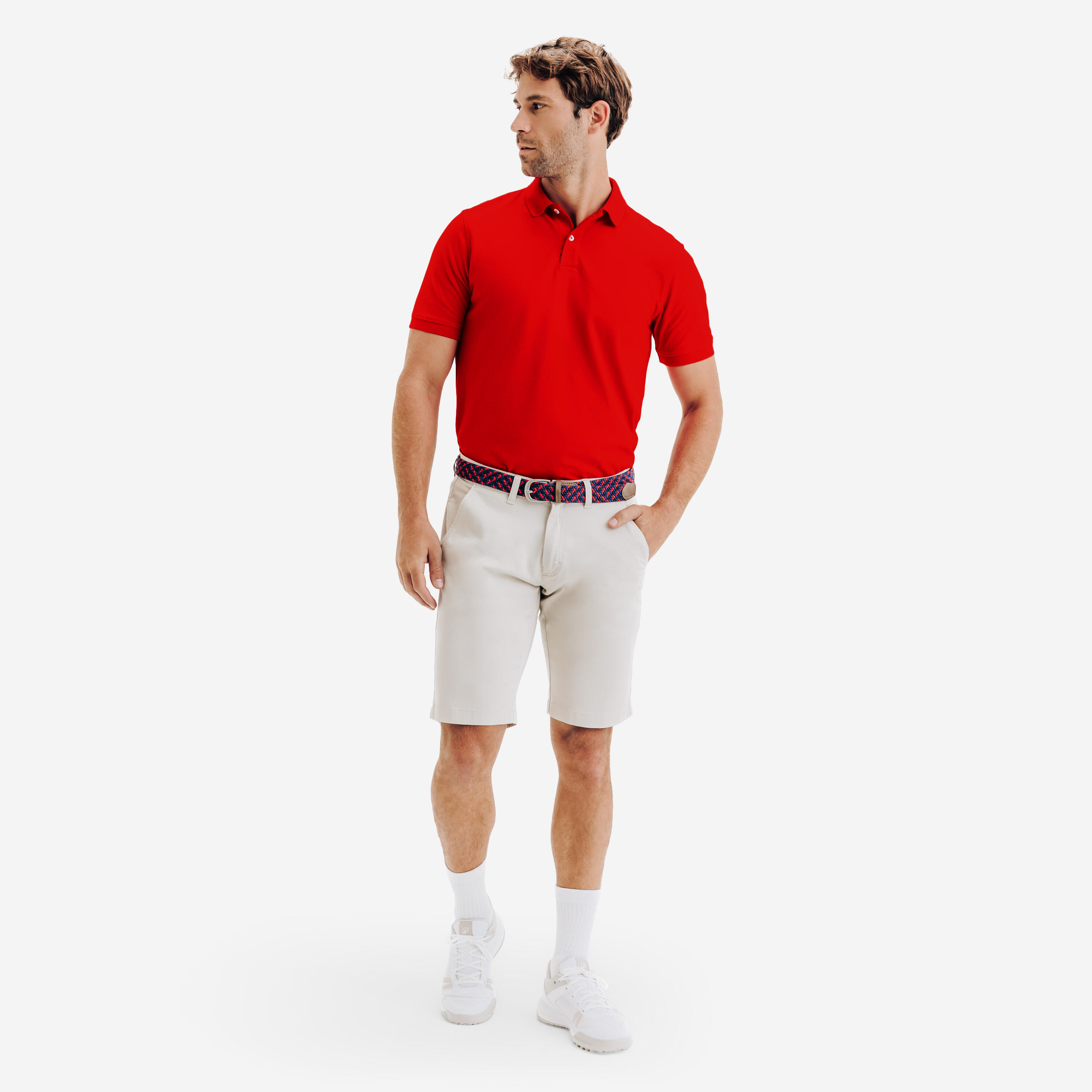Polo de golf en coton polyester manches courtes homme, MW500 rouge 2/6
