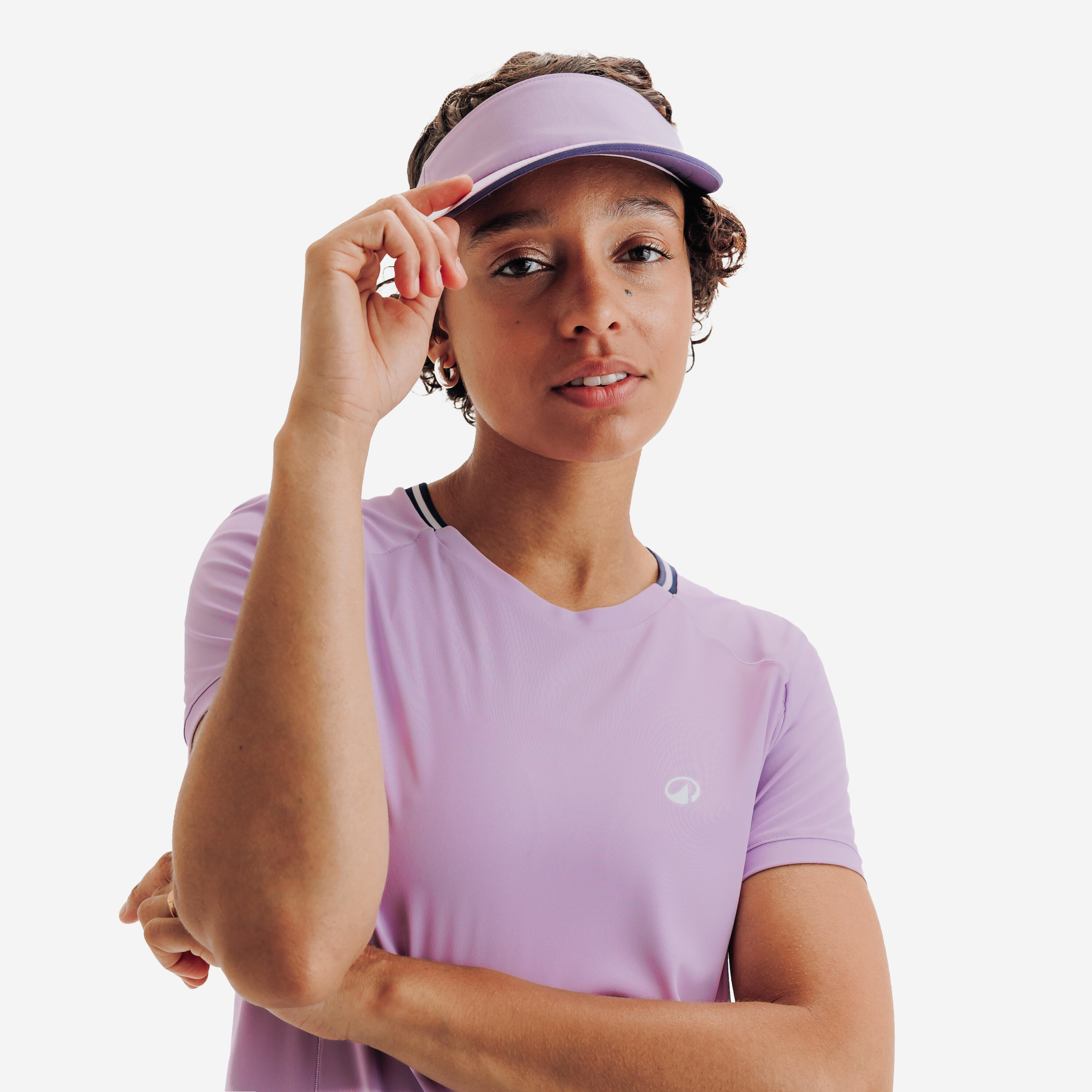 Tennis-T-Shirt Dry für Damen, Rundhals, Dunkellila 3/7