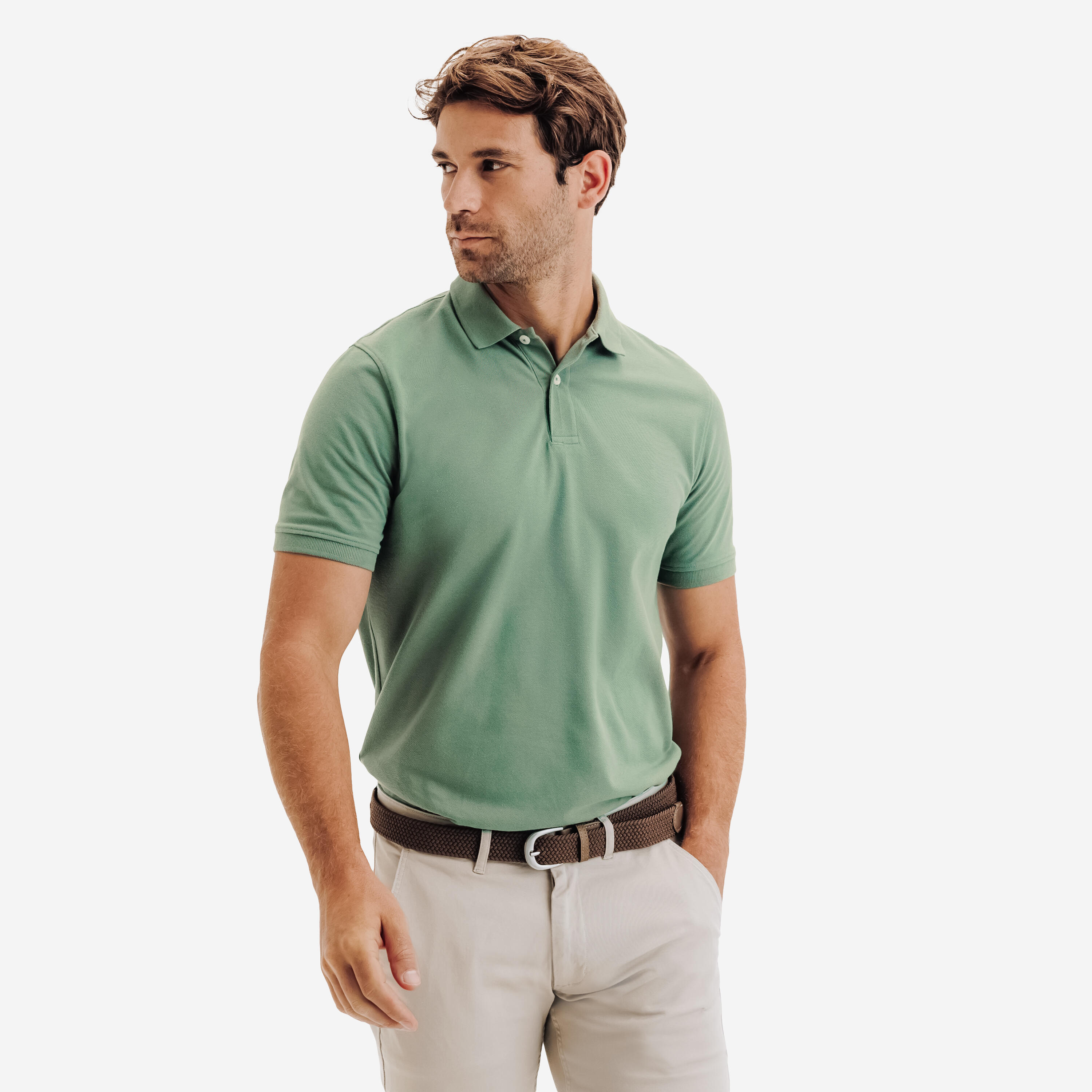 Men's short-sleeved golf polo shirt - MW500 green
