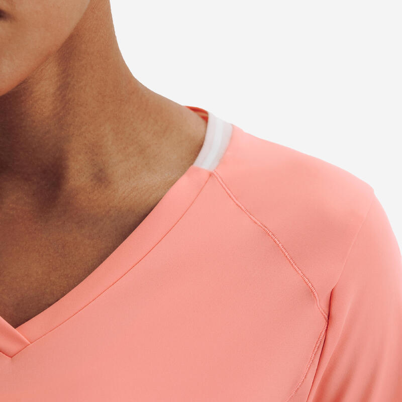 Tricou de tenis respirant guler în V roz damă
