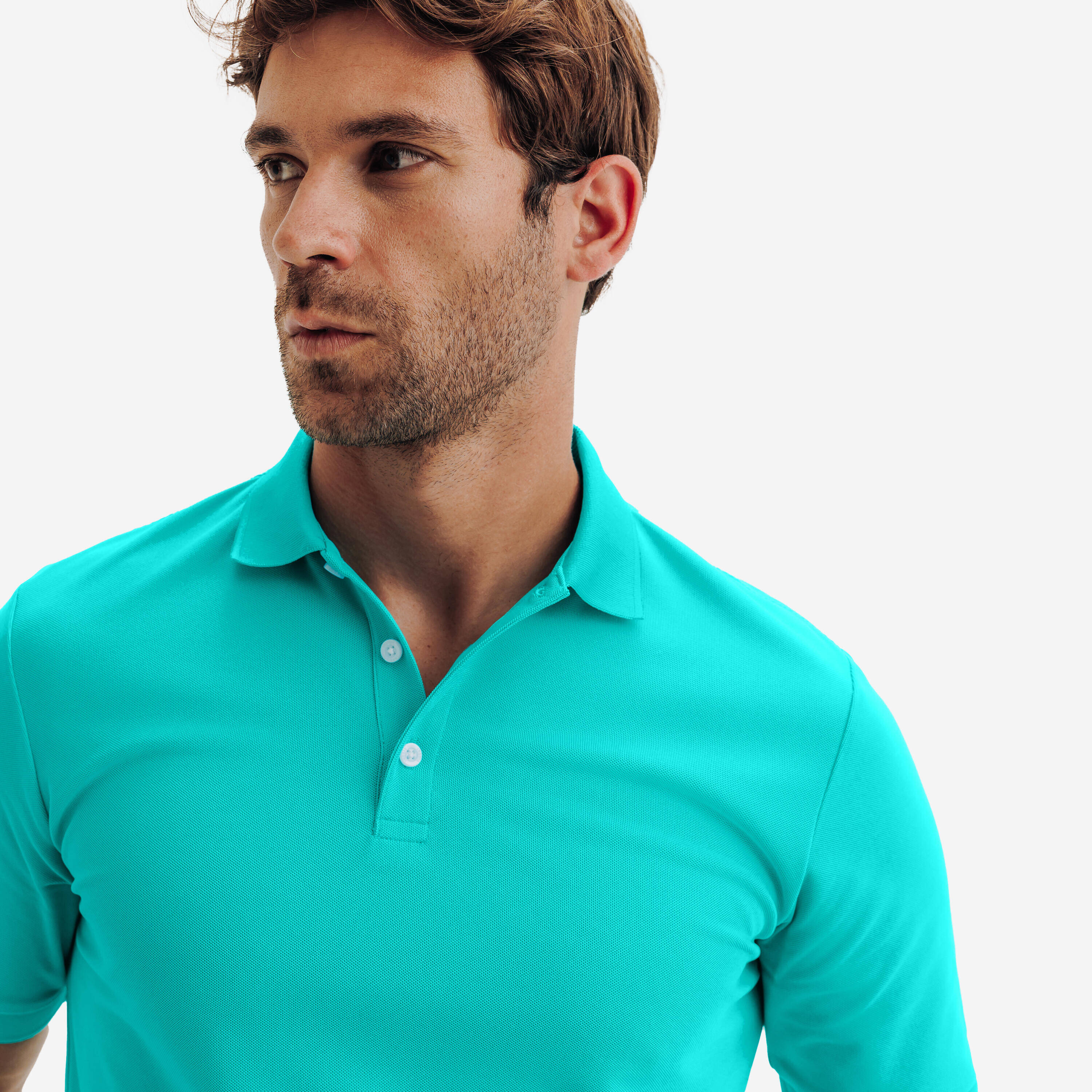 Men’s golf short sleeve polo shirt WW500 
turquoise -  3