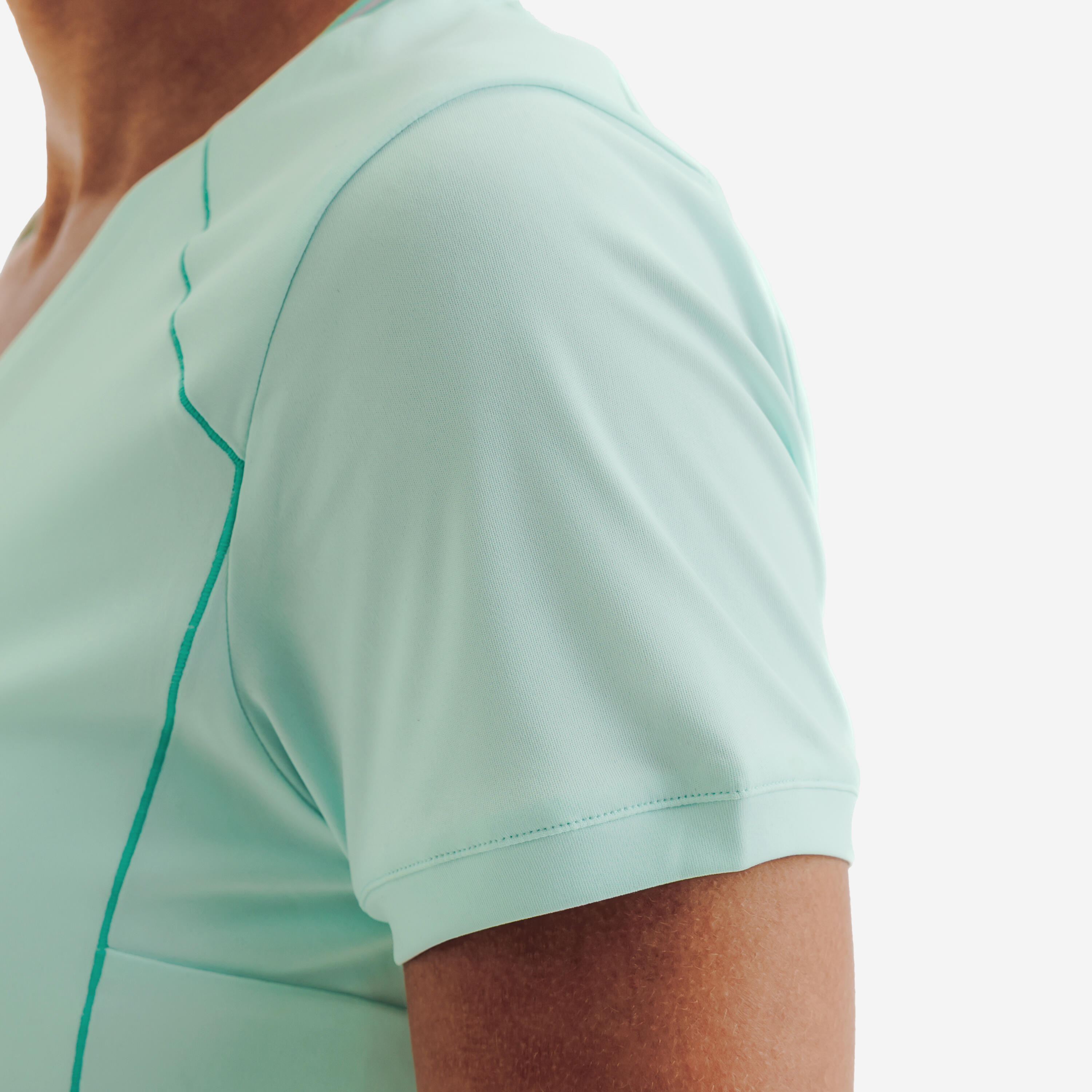 T-shirt de tennis respirant à col en V femme, Dry 6/8