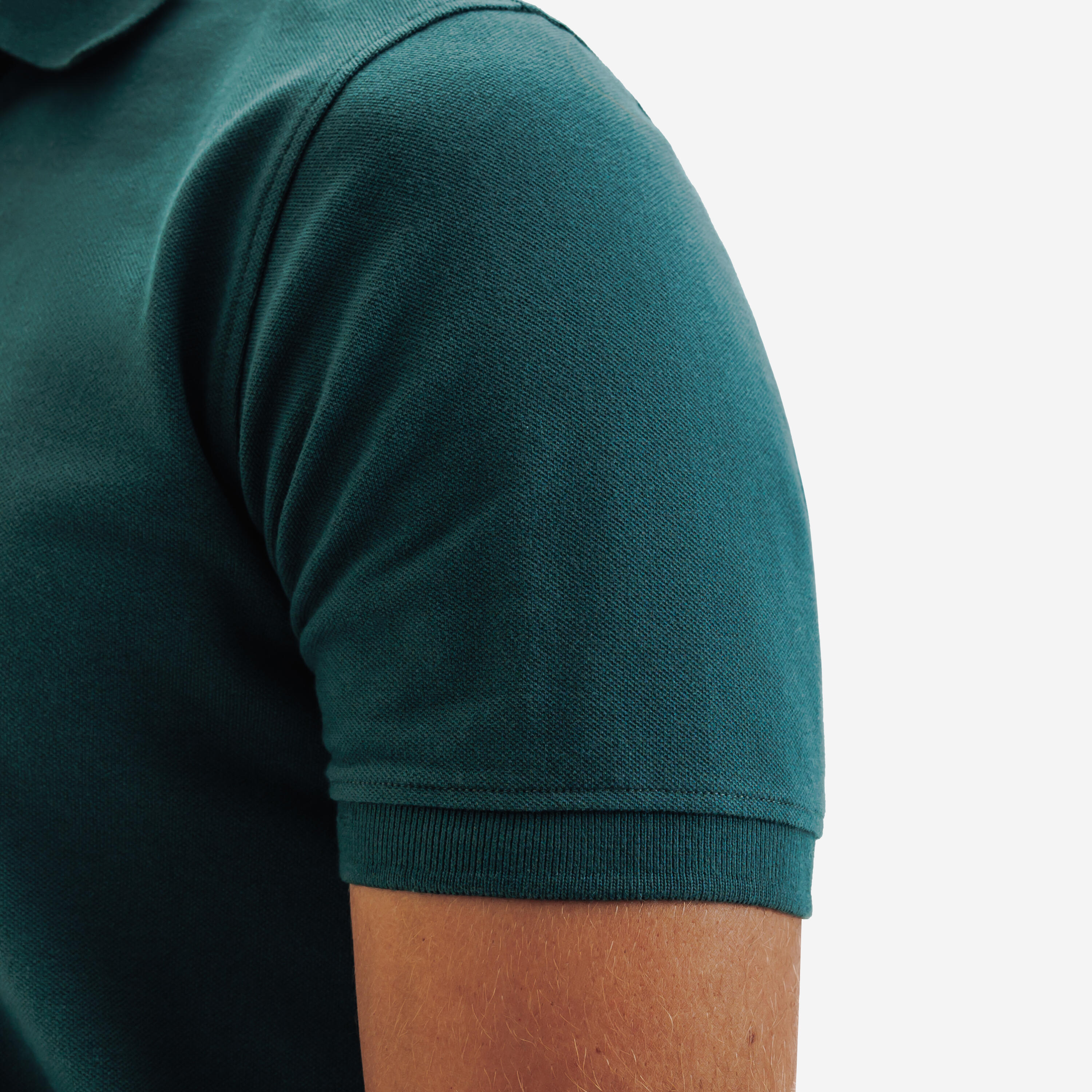 Polo de golf en coton polyester manches courtes homme, MW500 vert foncé 5/6