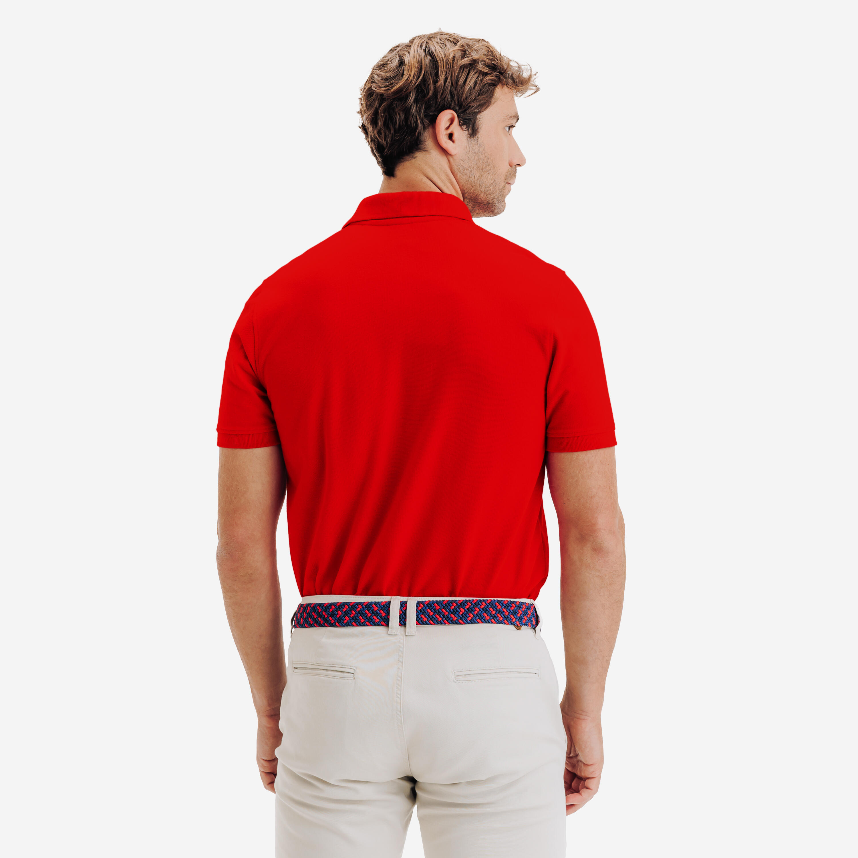 Polo de golf en coton polyester manches courtes homme, MW500 rouge 4/6