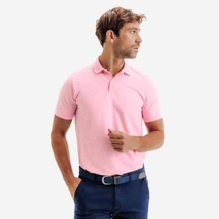 Polo de golf en coton polyester manches courtes homme, MW500 noir