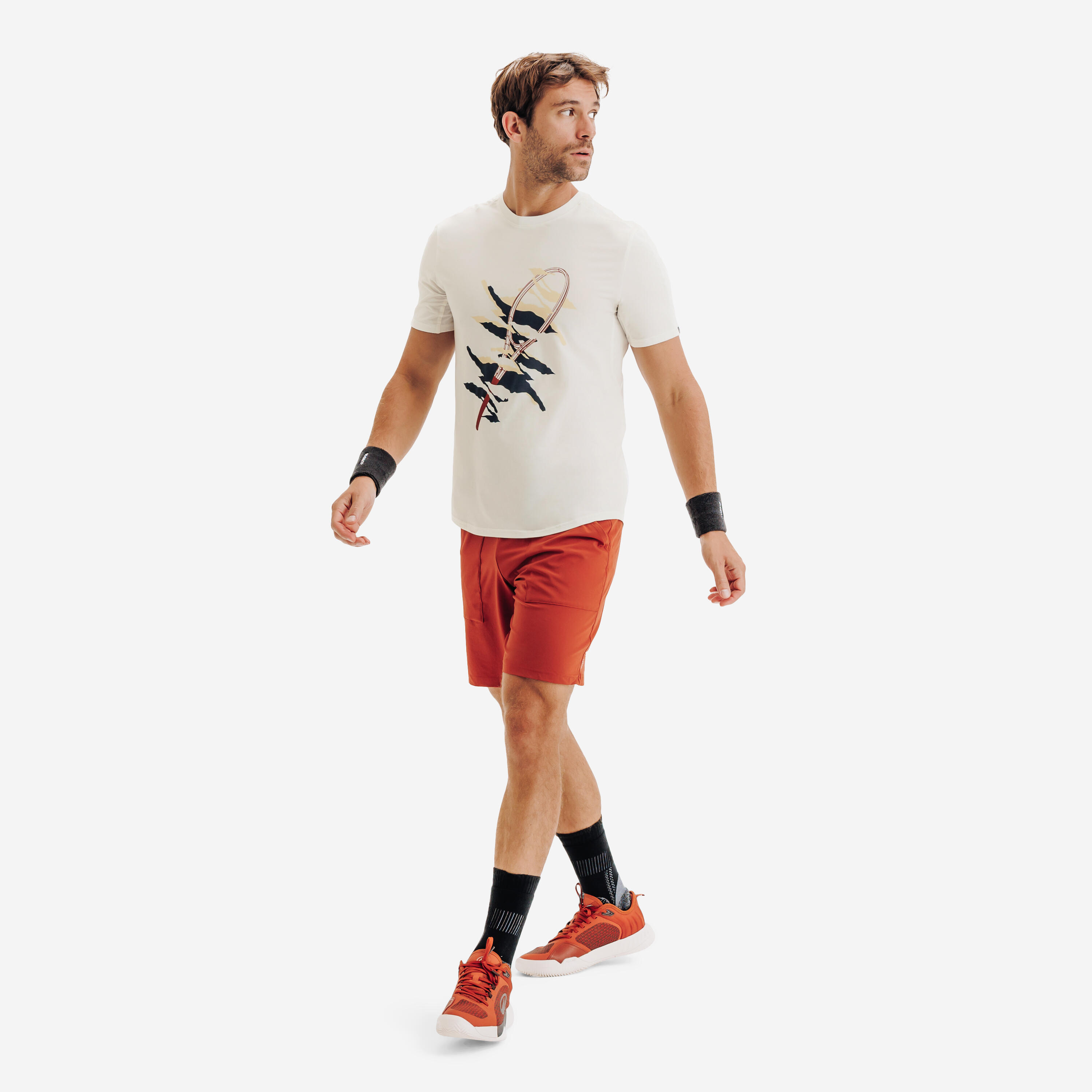 Tennis-T-shirt Soft heren wit 5/19