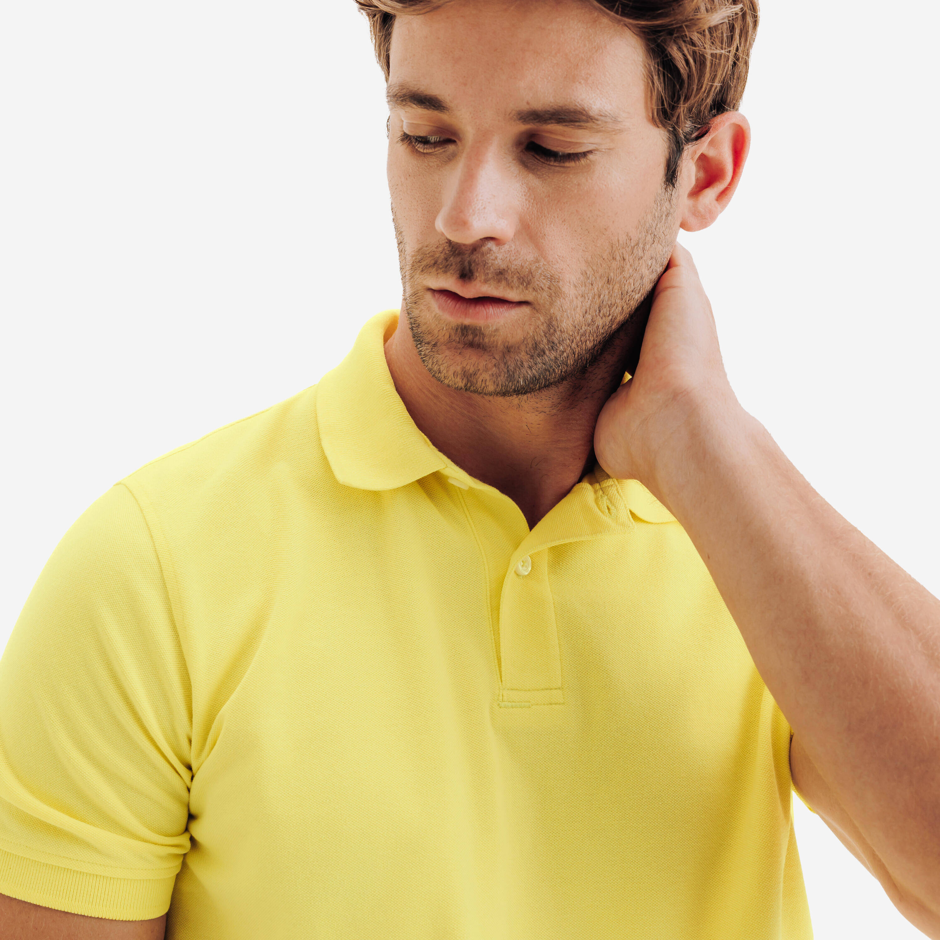 Men’s golf cotton and polyester short-sleeved polo shirt MW500 yellow -  4