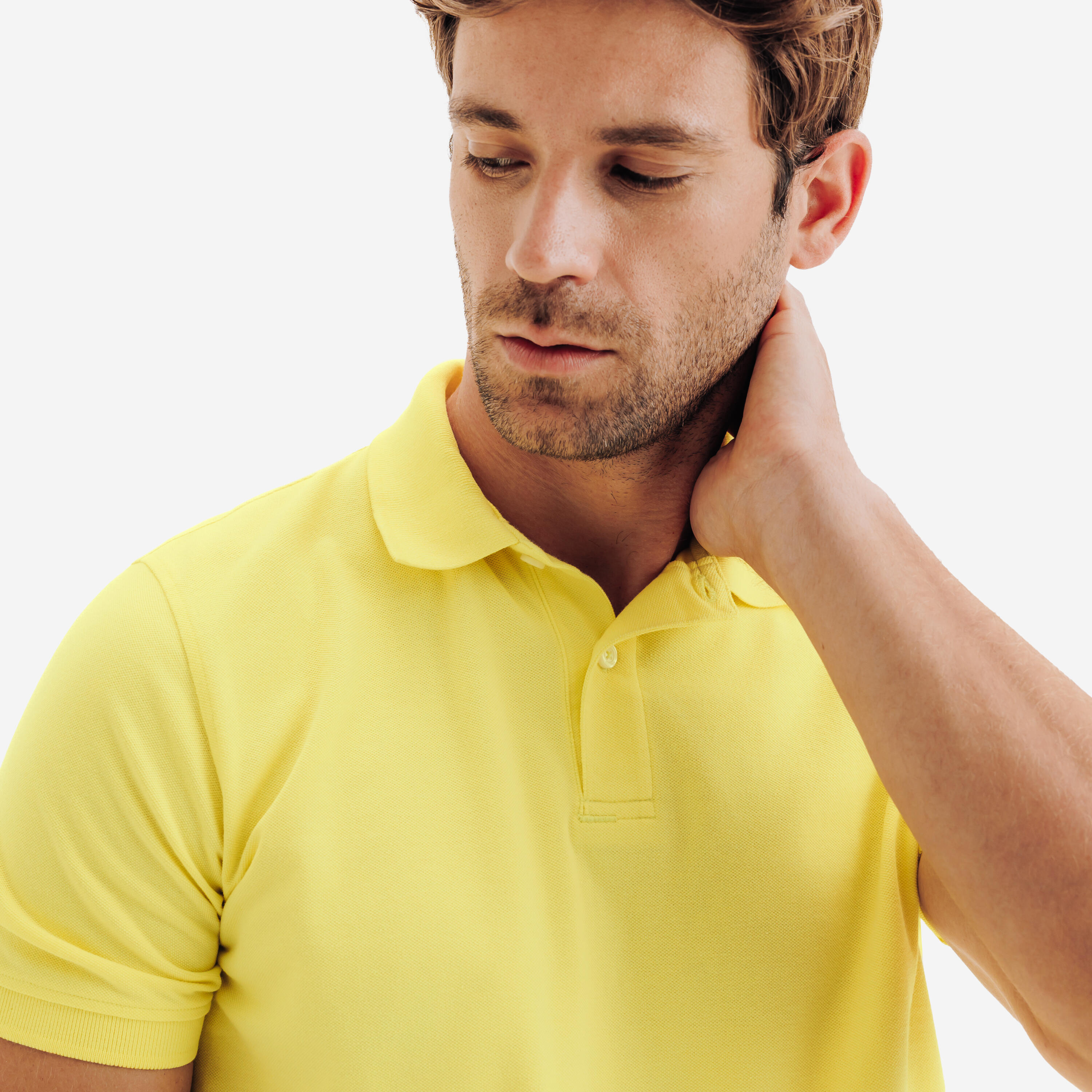 Polo de golf en coton et polyester homme, MW500 jaune 3/24