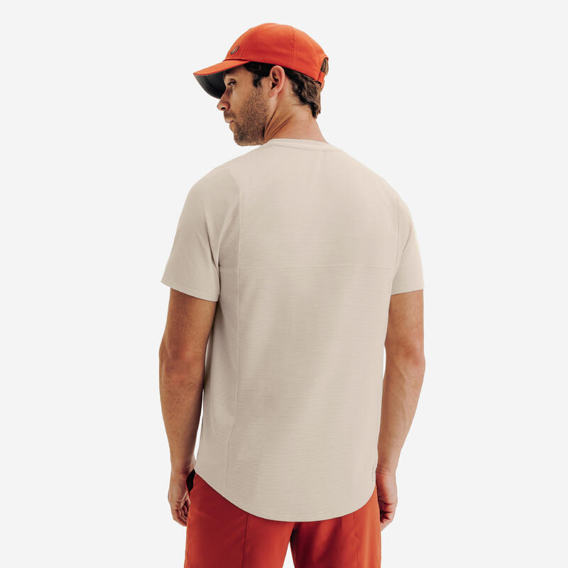 Erkek Tenis Tişörtü - Bej/Beyaz - Dry