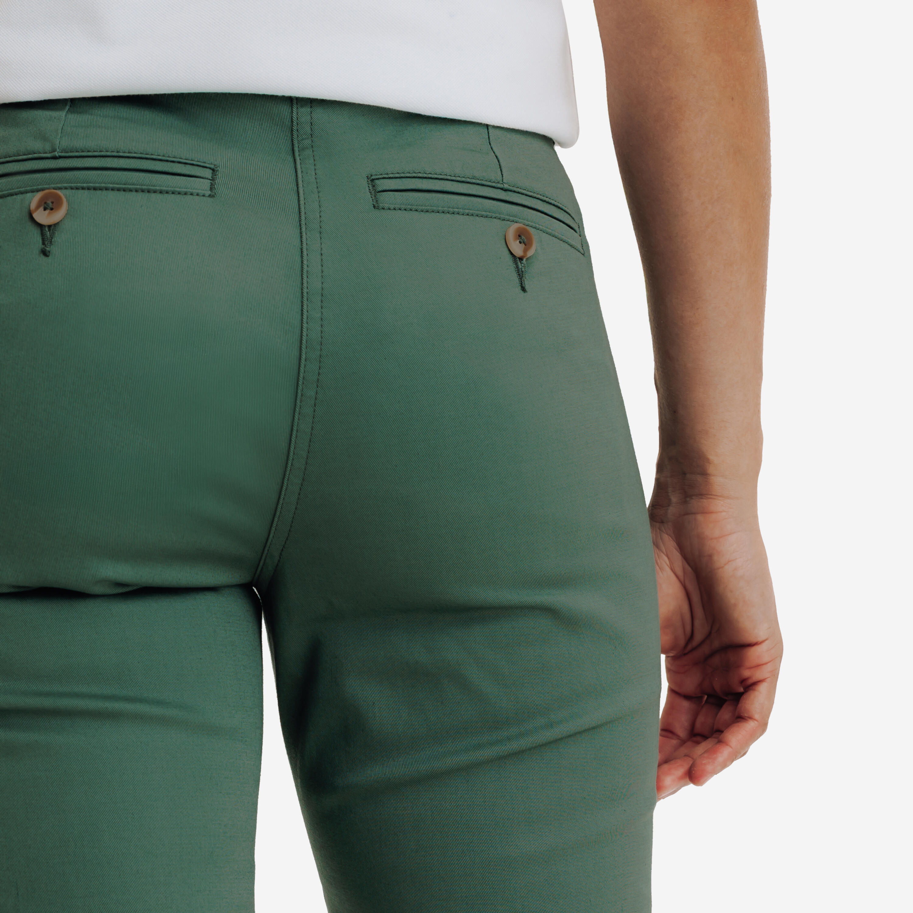 INESIS Dámske bavlnené golfové chino nohavice MW500 zelené L (L31) · záber 6