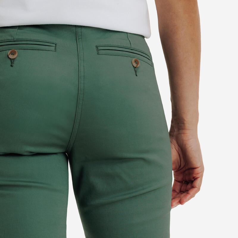 Pantalon chino golf bumbac MW500 Verde Damă