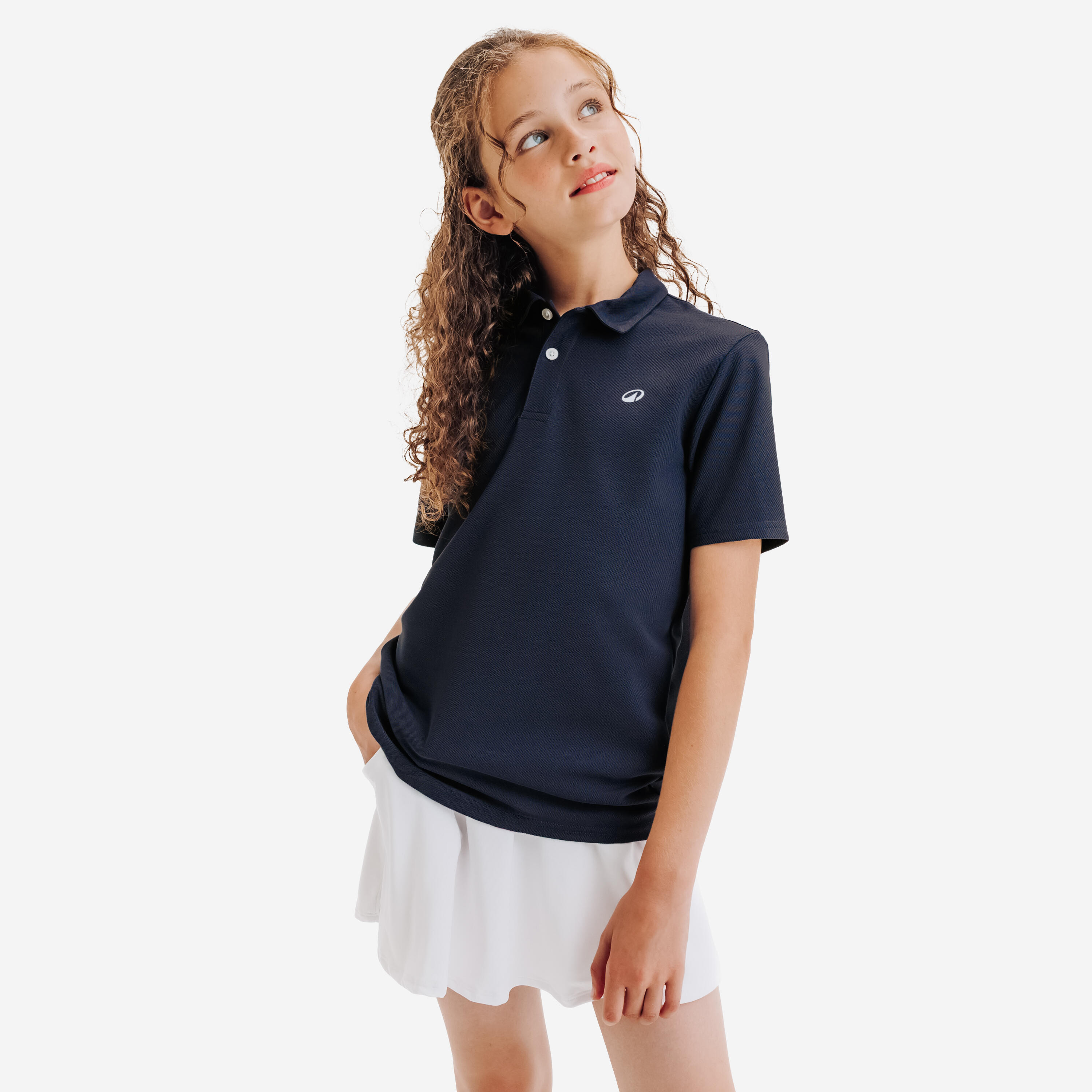 Polo de Golf Respirável Criança, WW500 Azul marinho 5/7