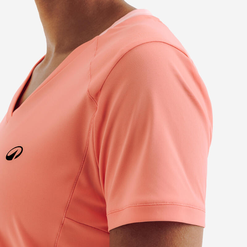 Tricou de tenis respirant guler în V roz damă