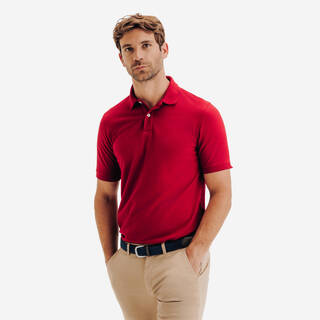 Men’s golf short sleeve polyester cotton polo shirt, MW500 burgundy red