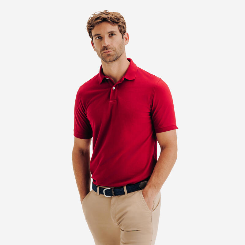 Erkek Kısa Kollu Golf Polo Tişörtü - Koyu Kırmızı - MW500