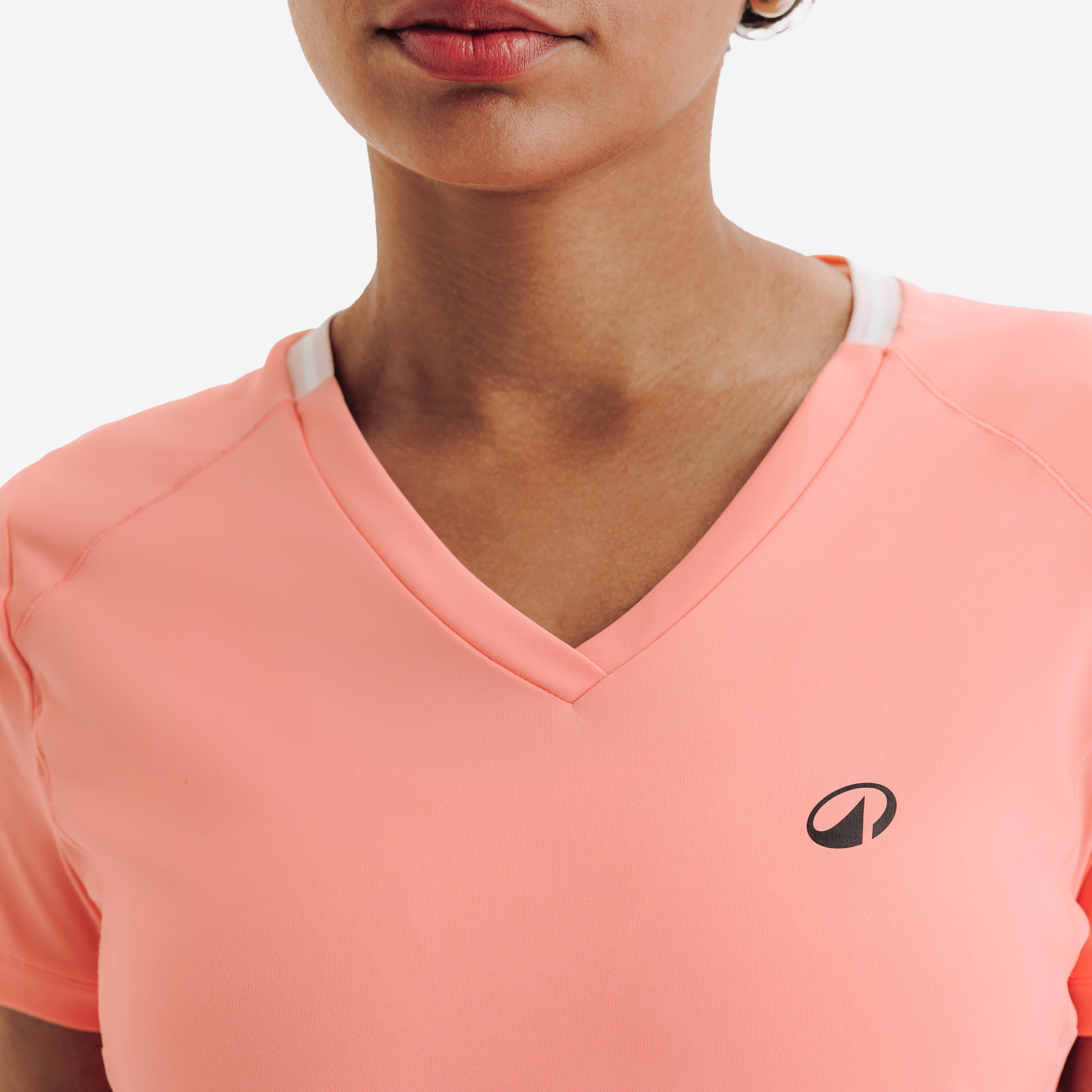 Atmungsaktives Tennis-T-Shirt Dry für Damen mit V-Ausschnitt, Rosa 8/8