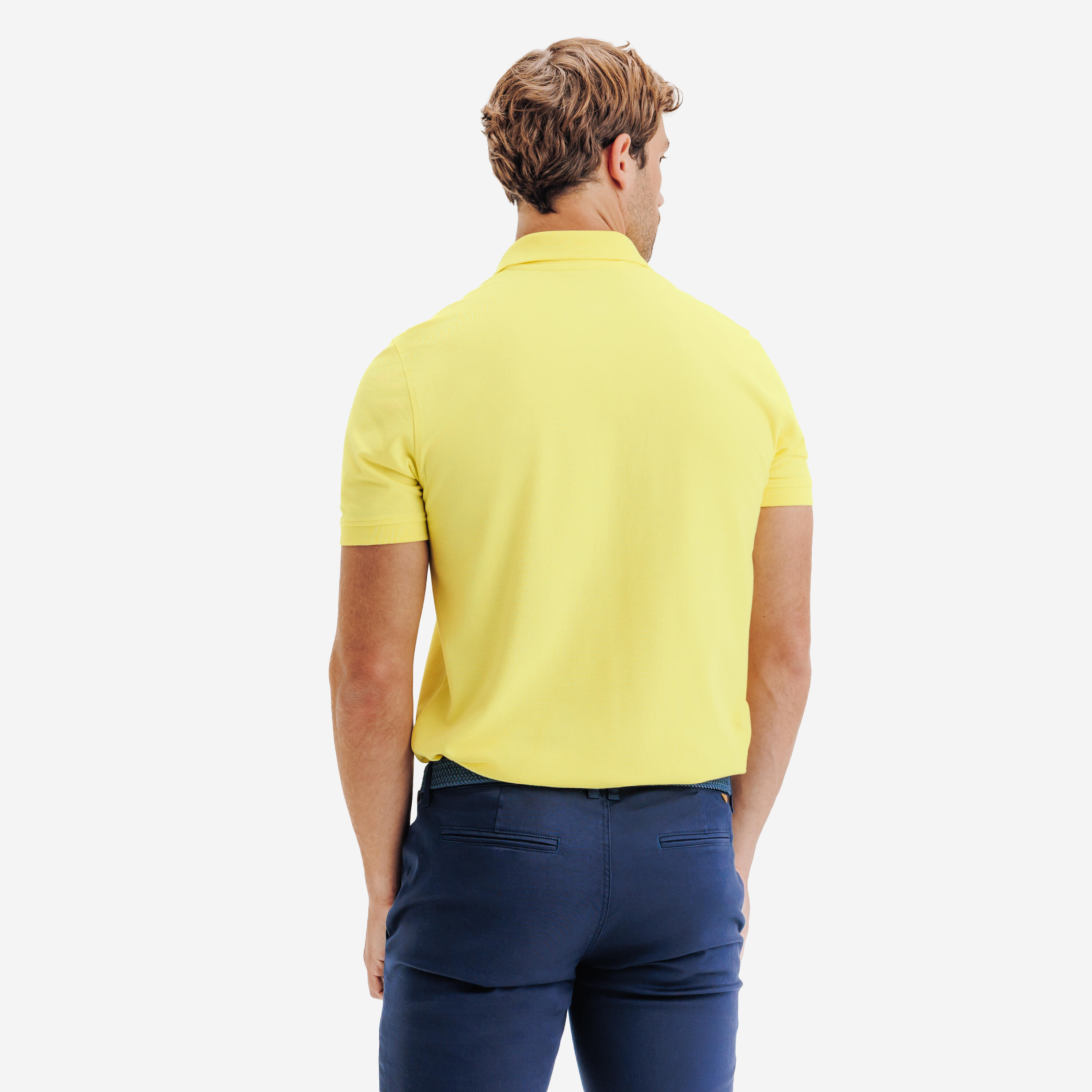 Polo de golf en coton et polyester homme, MW500 jaune 4/24