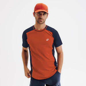 Camiseta de tenis transpirable hombre, Dry marrón azul