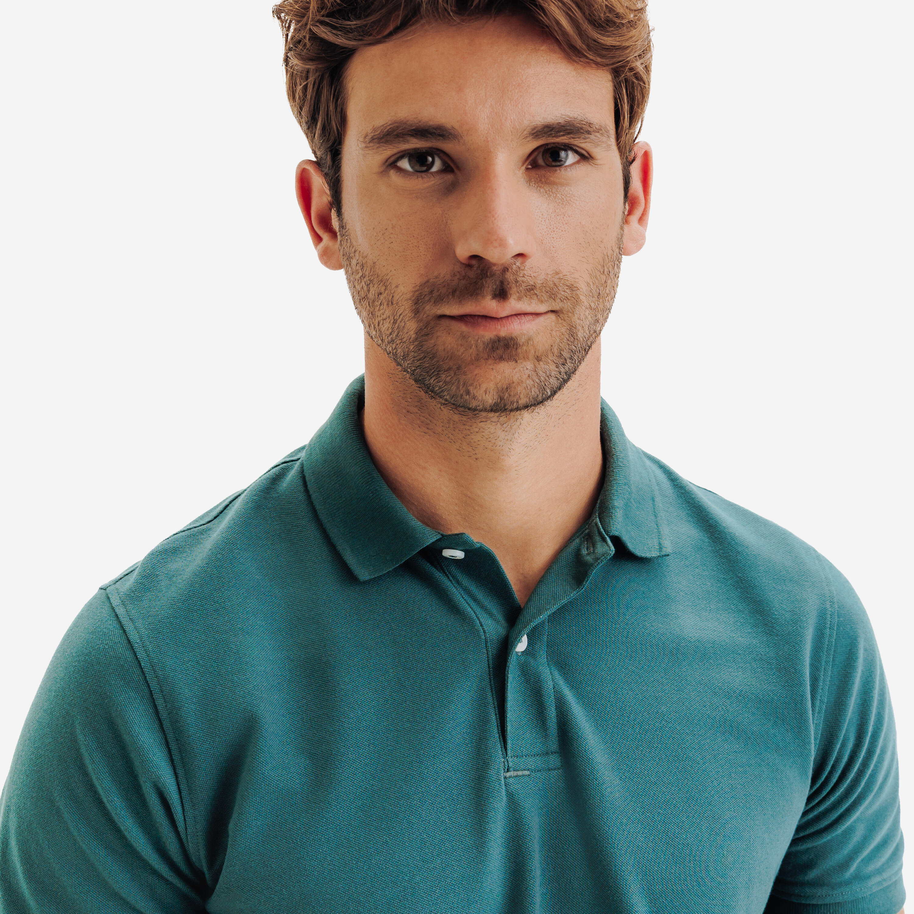 Polo de golf en coton polyester manches courtes homme, MW500 vert foncé 3/6