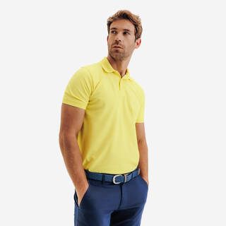 Men’s golf cotton and polyester short-sleeved polo shirt MW500 yellow