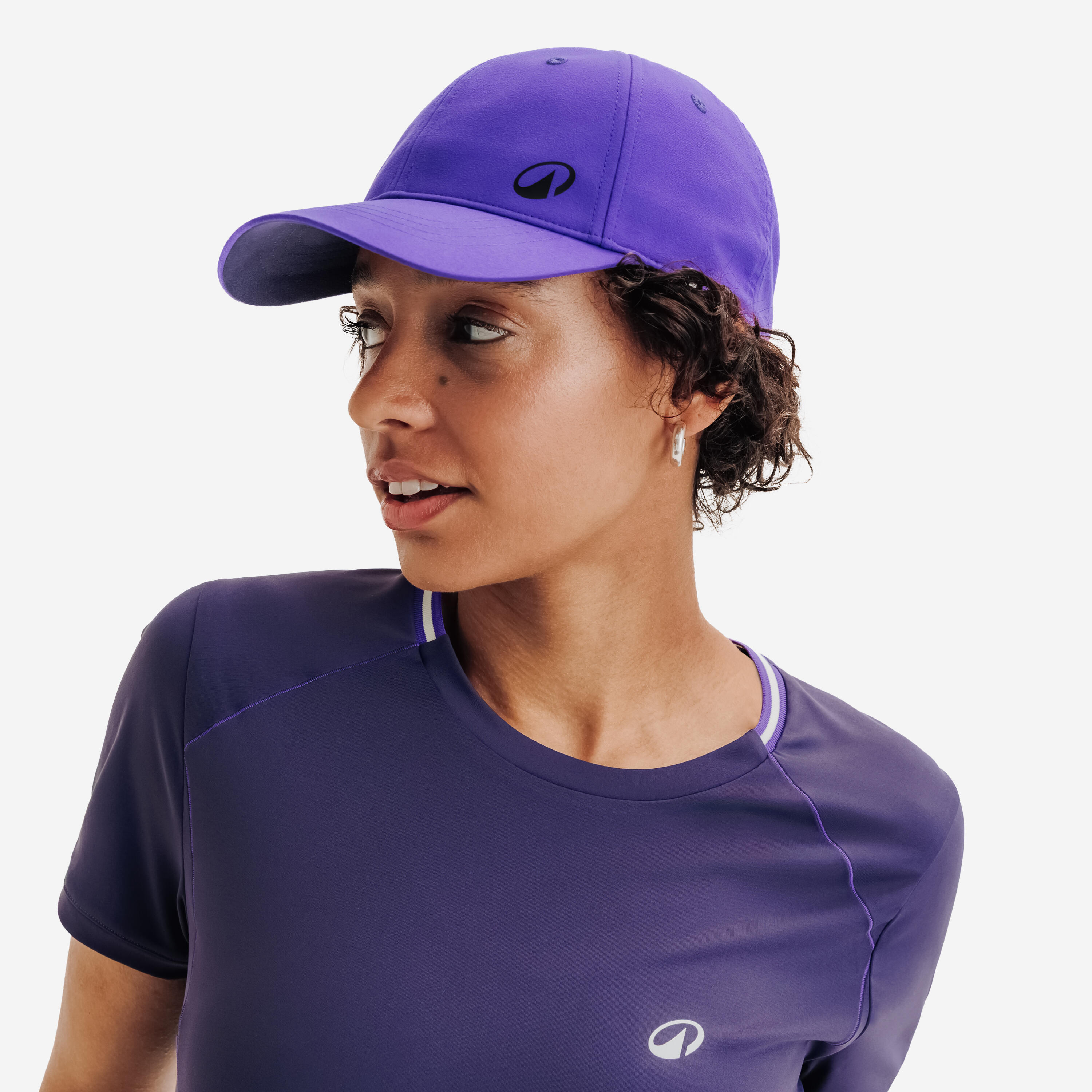 Tennis-T-Shirt Dry für Damen, Rundhals, Dunkelviolett 3/7