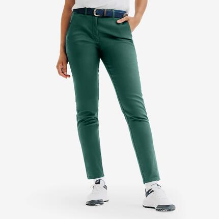 Pantalon chino de golf coton femme, MW500 bleu marine