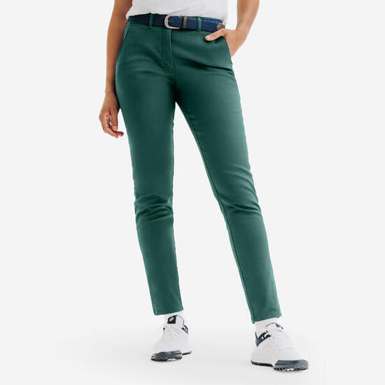 Pantalon chino de golf coton femme, MW500 vert