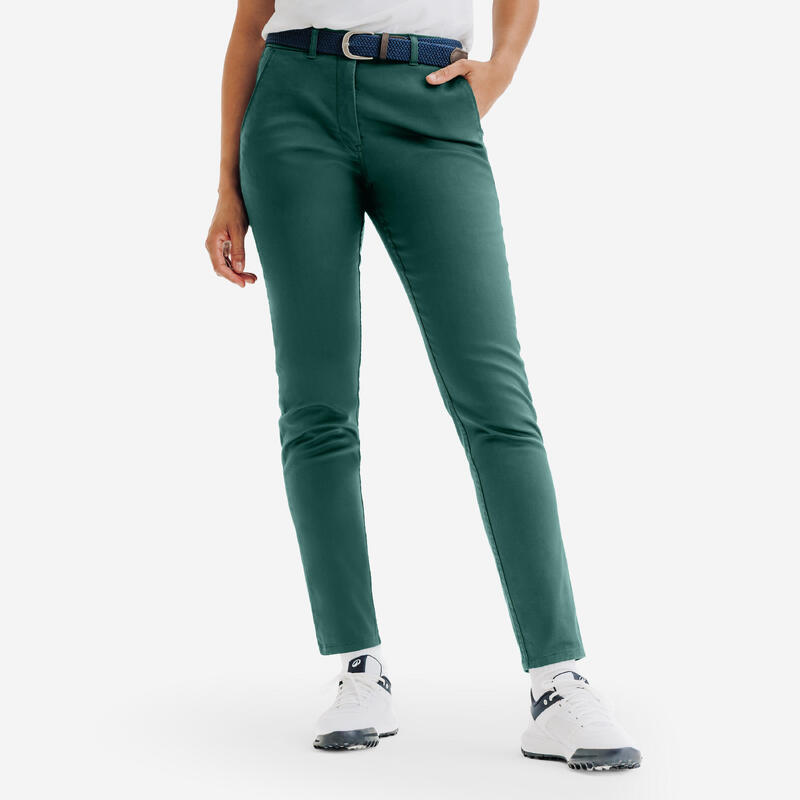 Pantalon chino golf bumbac MW500 Kaki Damă