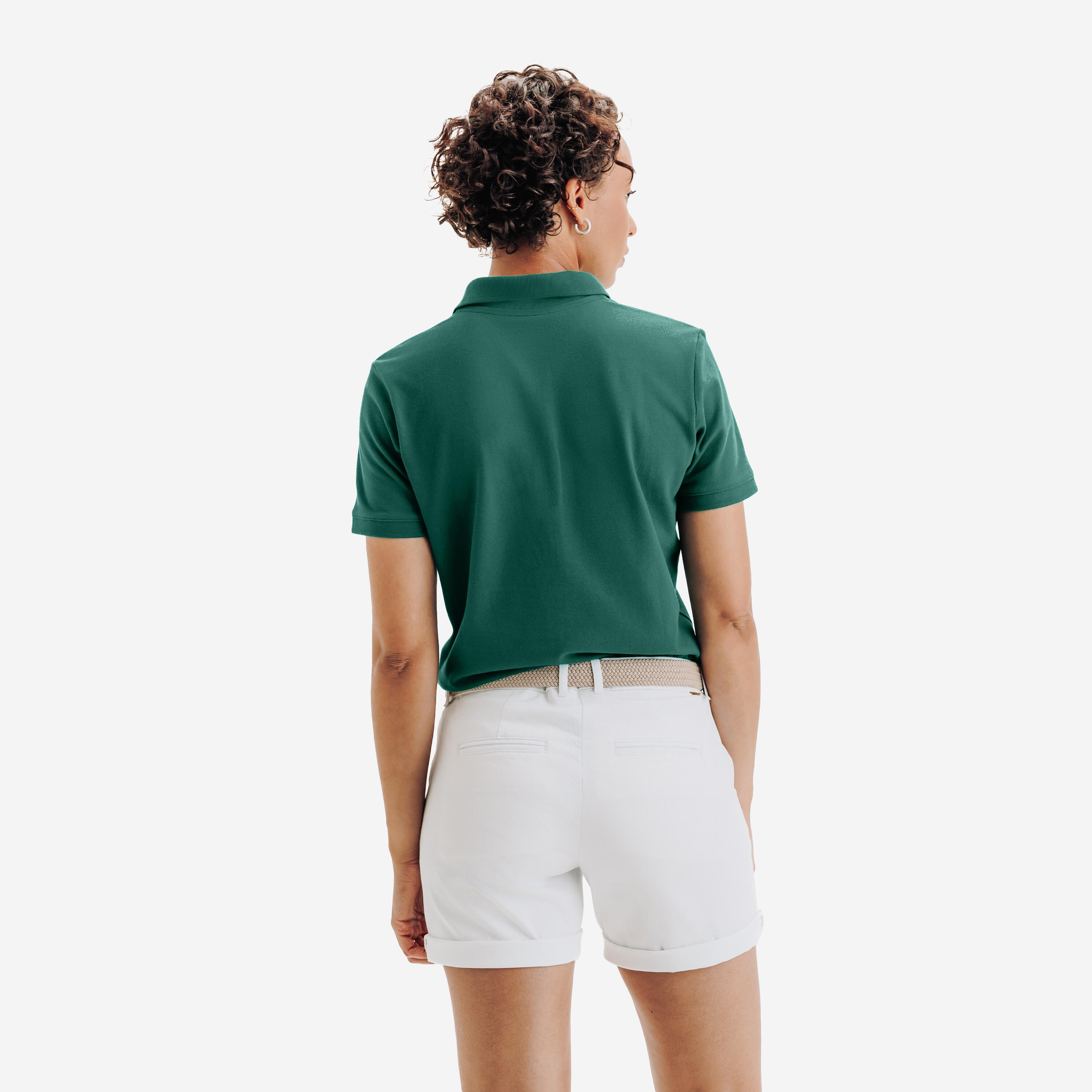 Women golf cotton and polyester short-sleeved polo shirt MW500 green 4/6