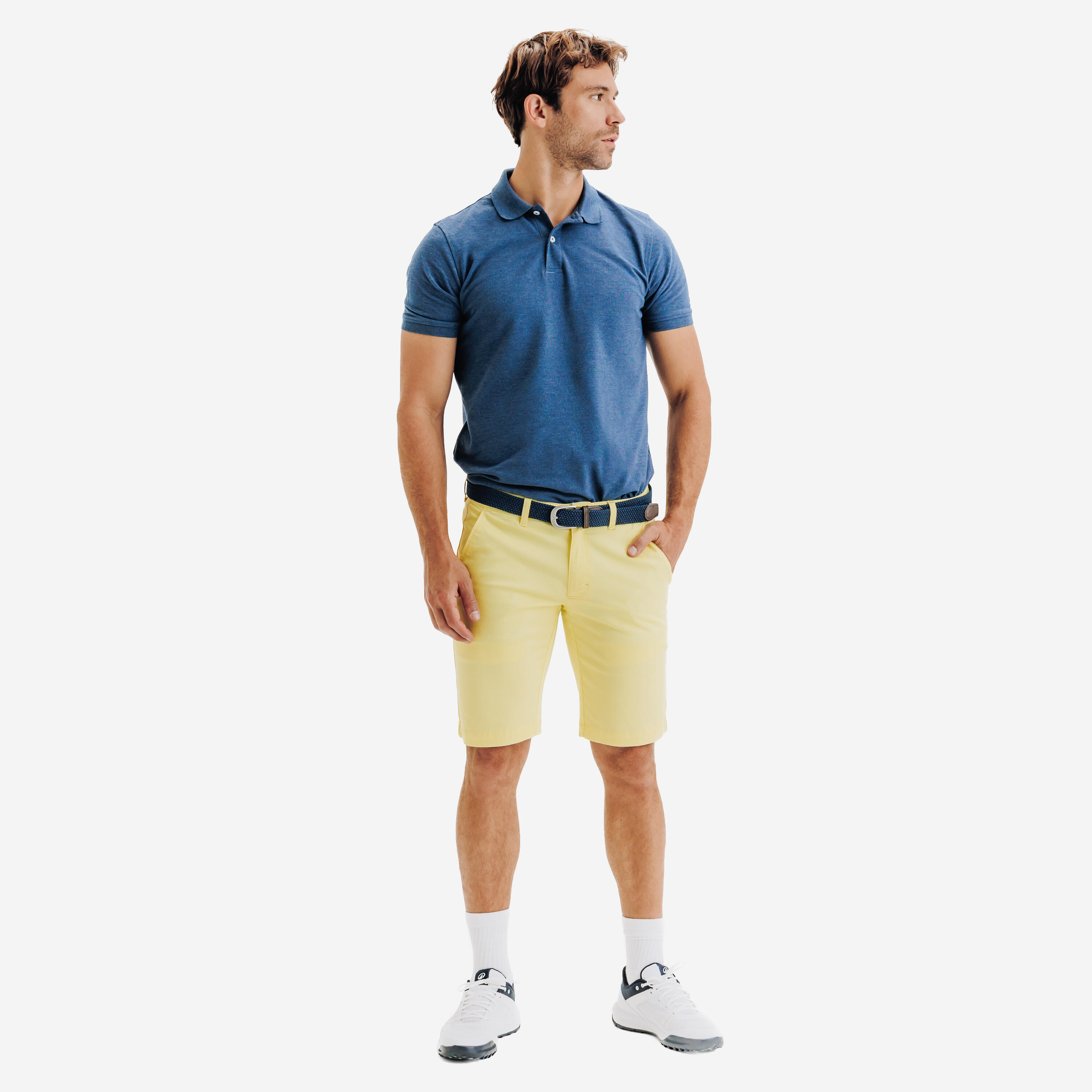 Pantalón corto chino algodón golf Hombre, MW500 amarillo 2/5