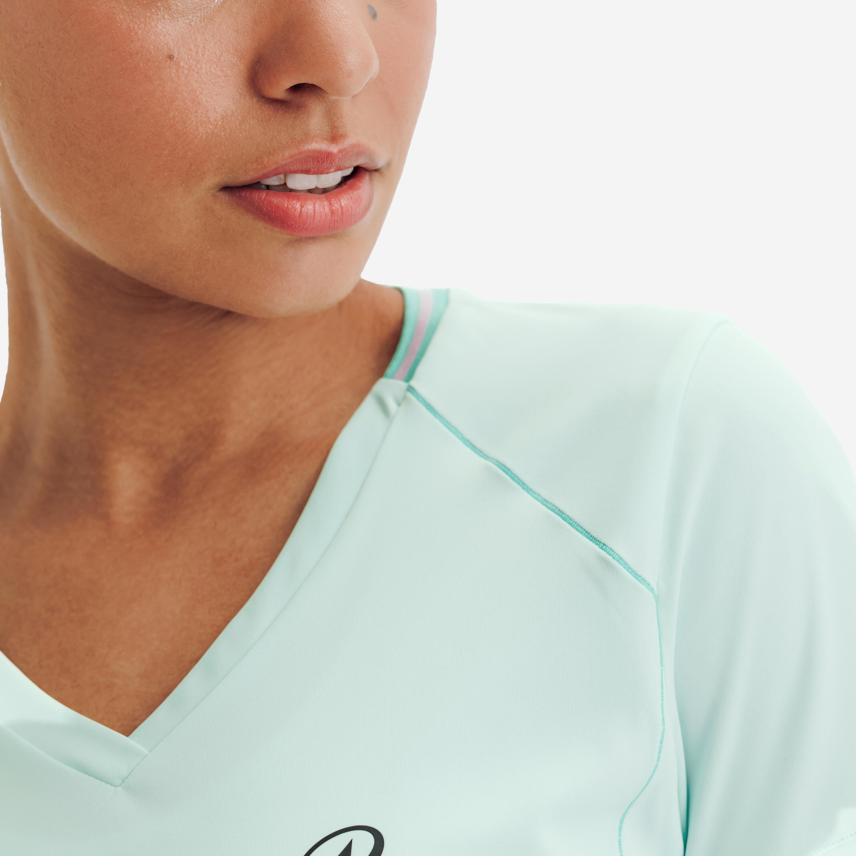 T-shirt de tennis respirant à col en V femme, Dry - KUIKMA