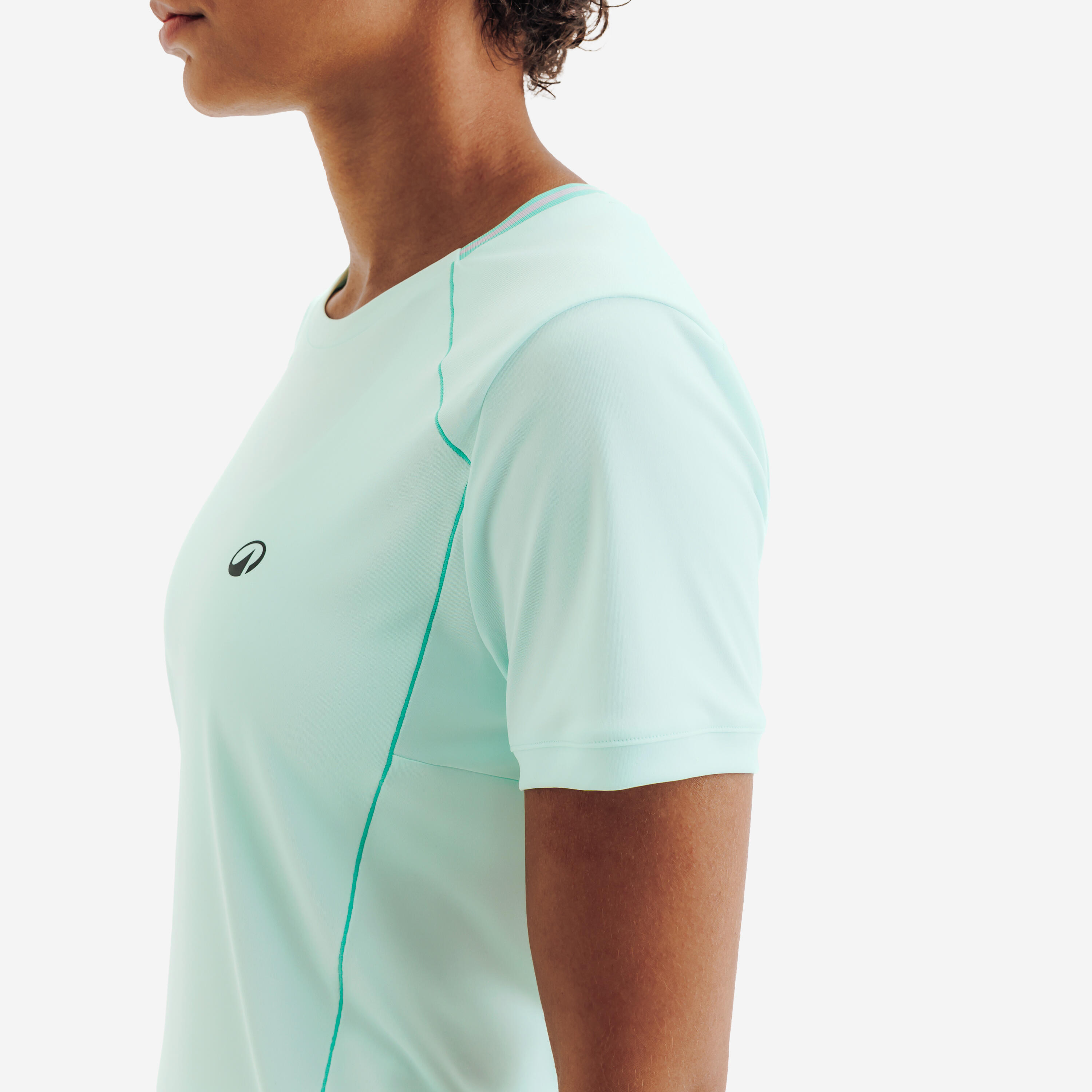 Tennis-T-shirt Dry dames ademend ronde hals groen 5/6