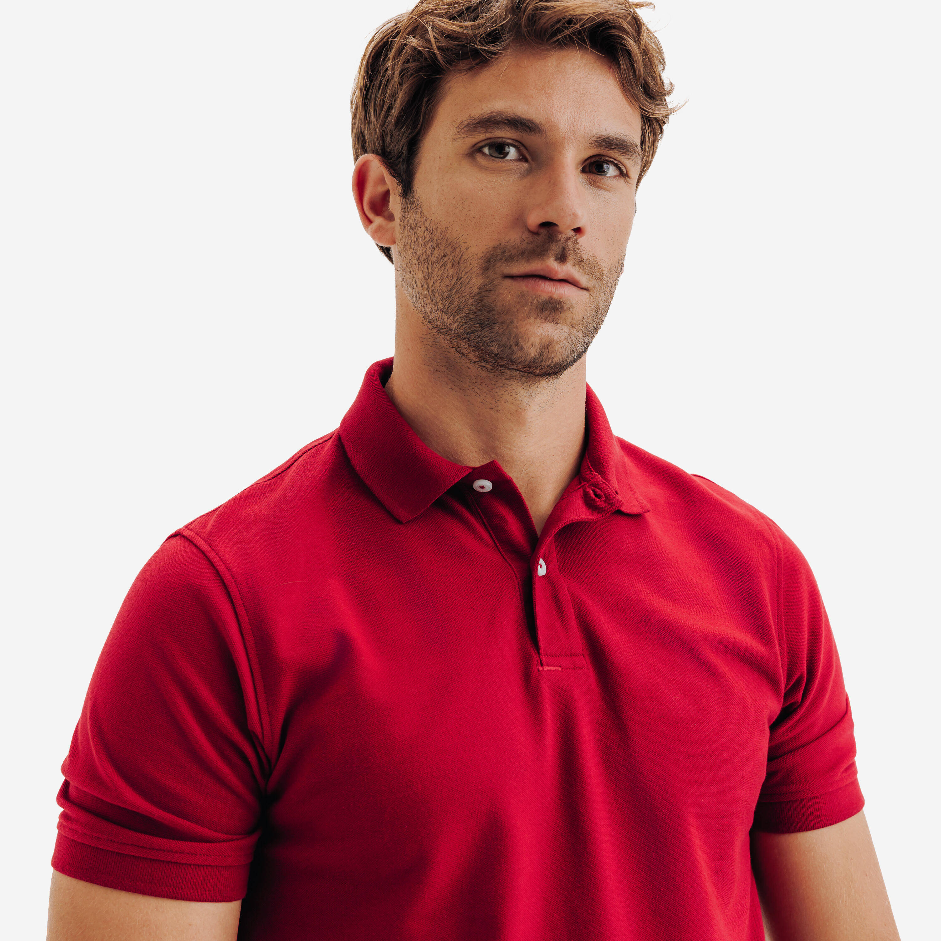 Men’s golf cotton and polyester short-sleeved polo shirt MW500 burgundy -  3