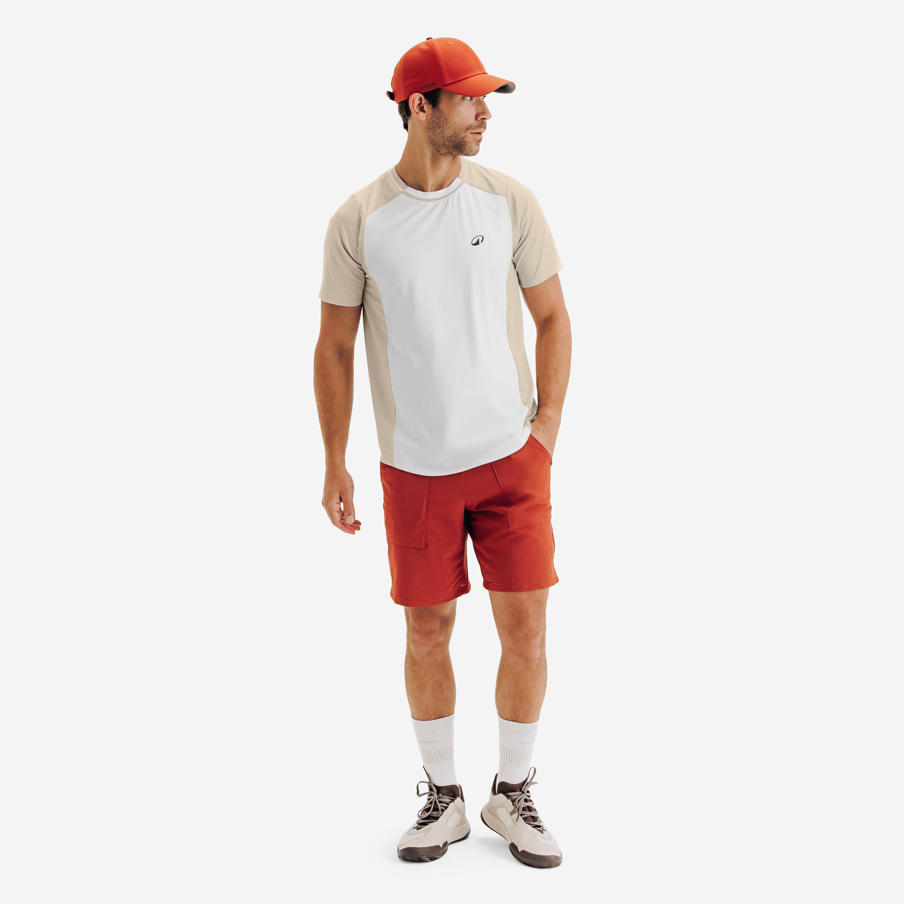Men's Breathable Tennis T-Shirt Dry - Beige/White -  3