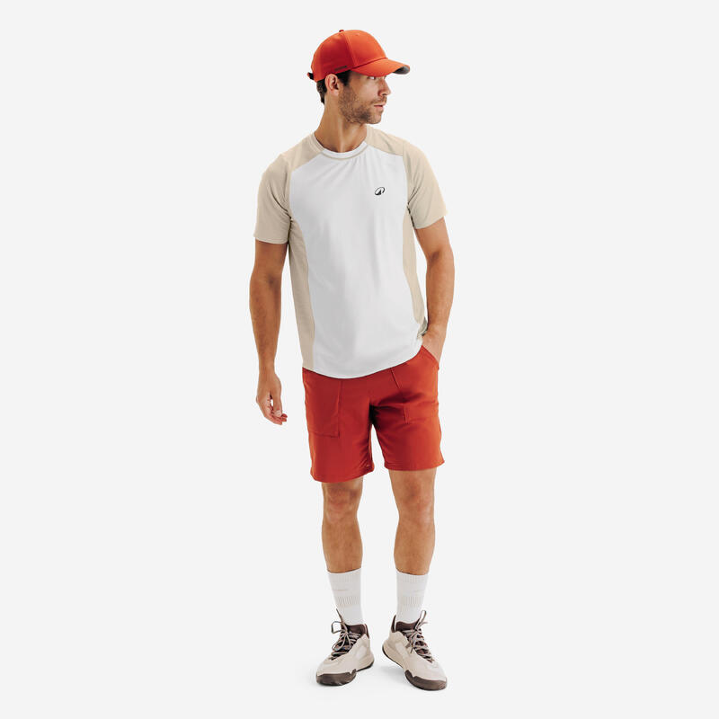 Erkek Tenis Tişörtü - Bej/Beyaz - Dry
