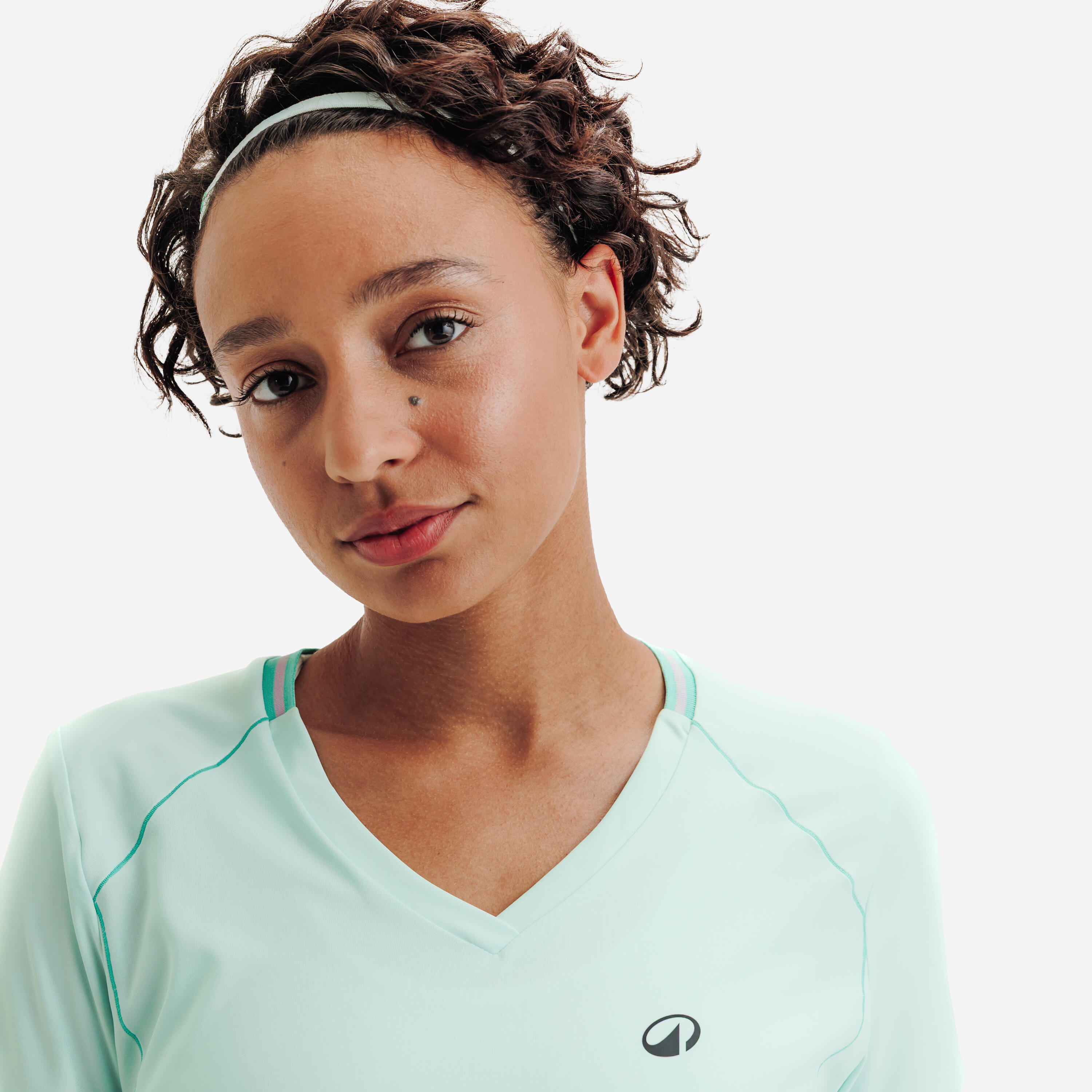 T-shirt de tennis respirant à col en V femme, Dry - KUIKMA