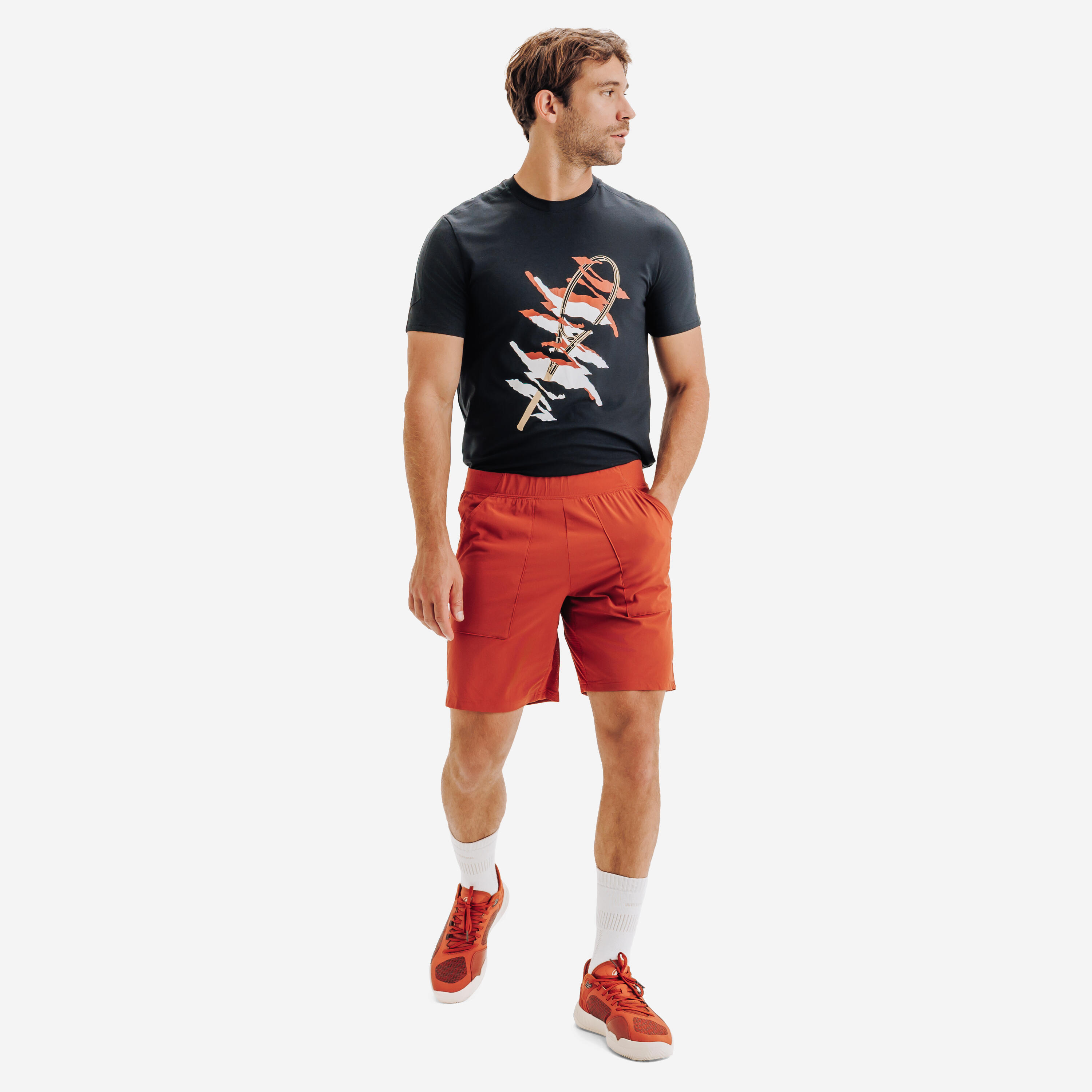 Short de tenis hombre transpirable - Kuikma Dry marrón 7/12