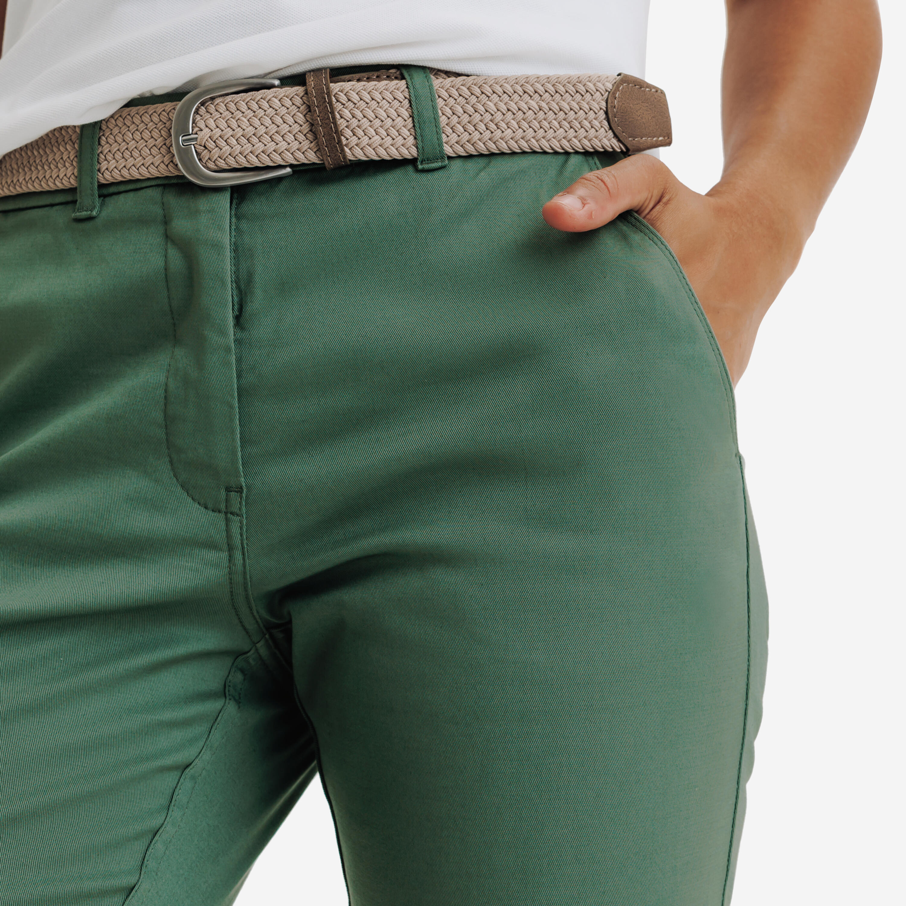 Pantalon chino de golf coton femme, MW500 vert 3/5