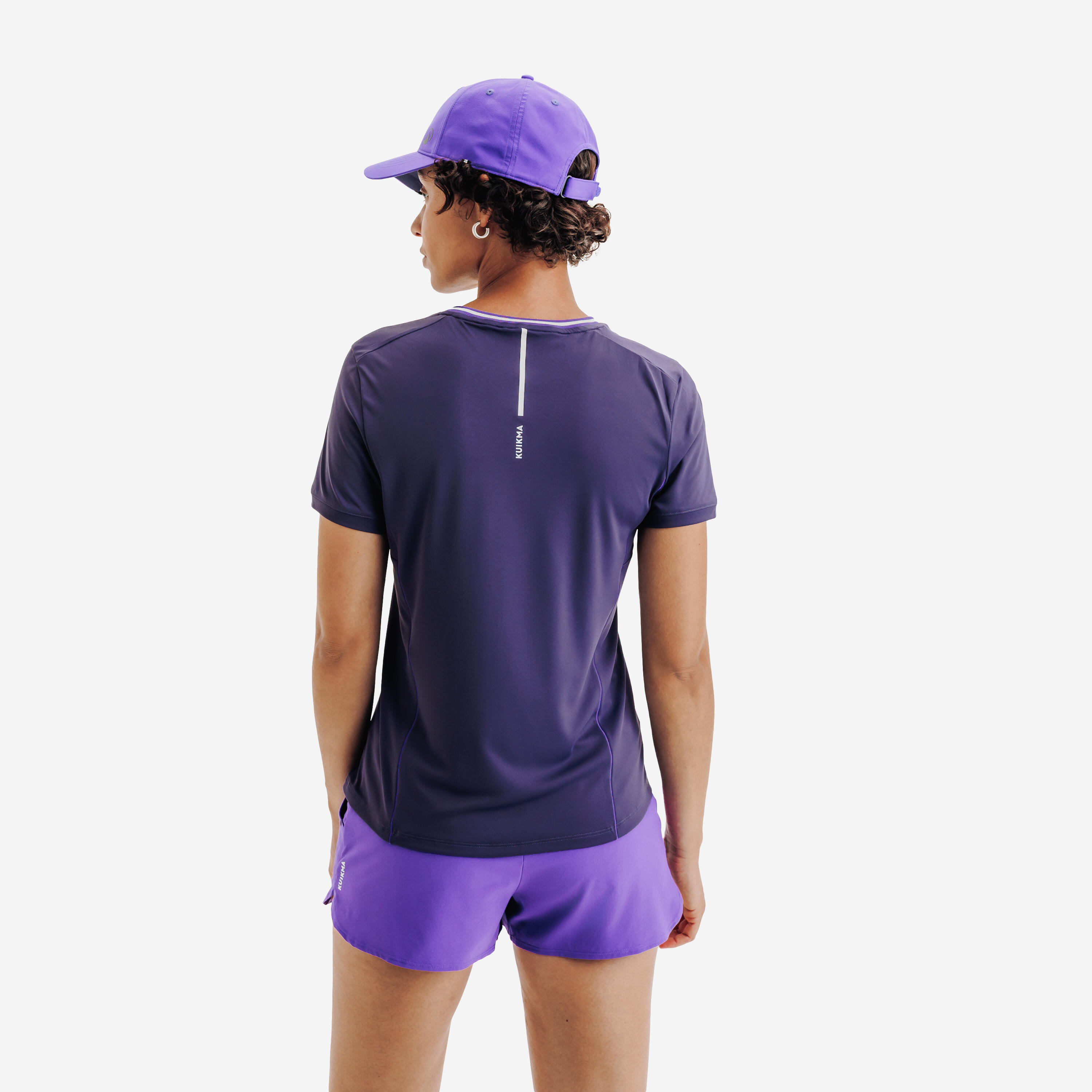 Tennis-T-Shirt Dry für Damen, Rundhals, Dunkelviolett 4/7